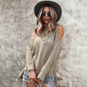 Boho Cold-shoulder Sweater Top
