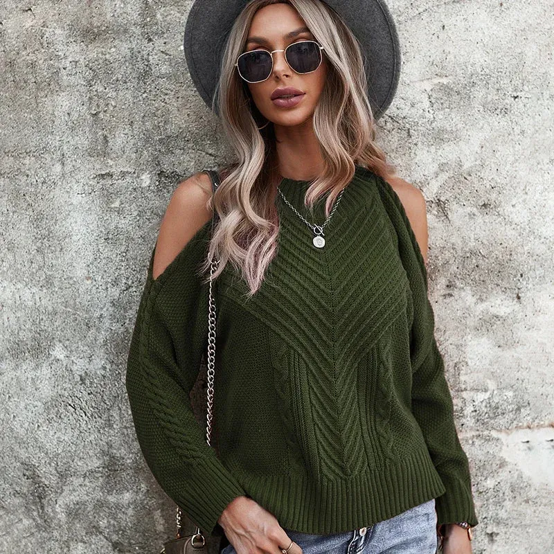 Boho Cold-shoulder Sweater Top