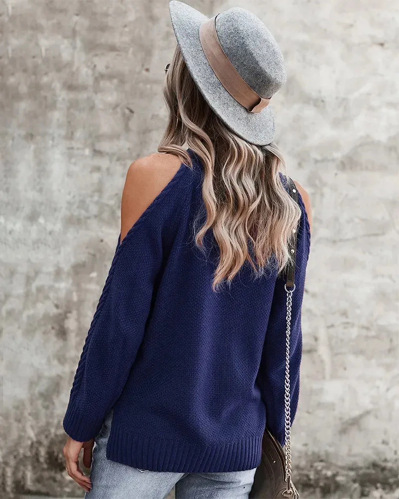 Boho Cold-shoulder Sweater Top