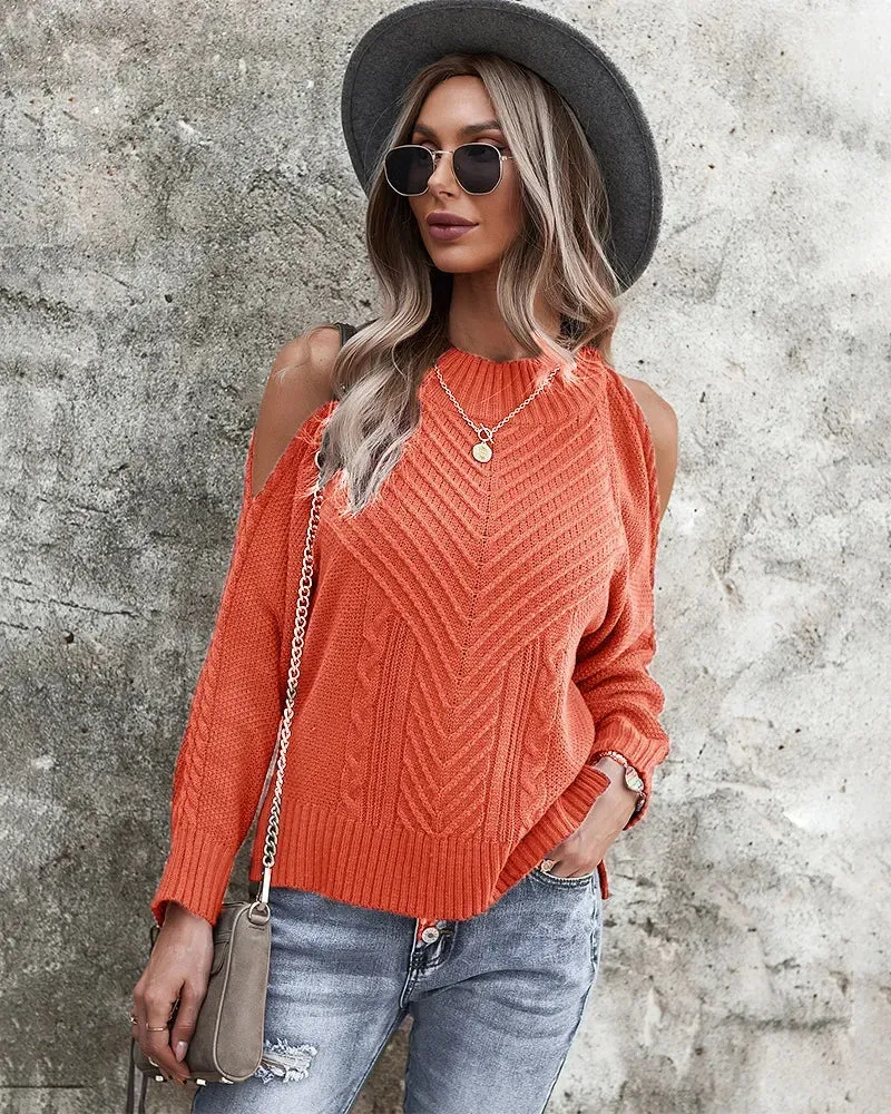 Boho Cold-shoulder Sweater Top