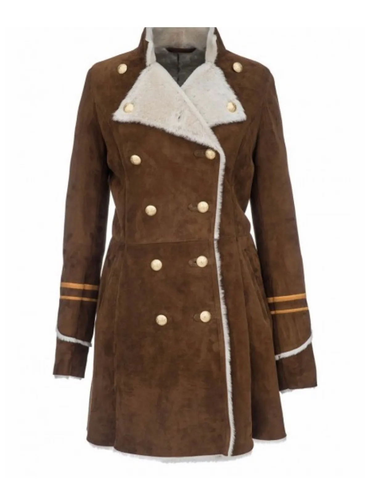 Brown Faux Suede Casual Stand Collar Paneled Outerwear