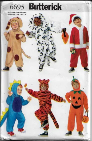 Butterick 6695 Childs Costume Sewing Pattern Pumpkin Dragon Tiger Santa Dog