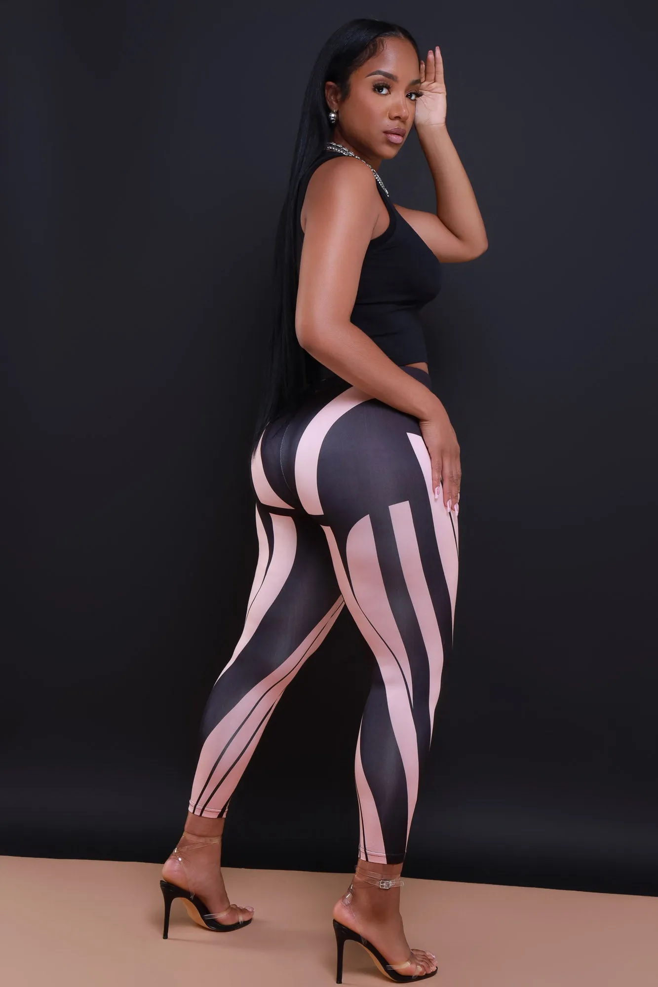 Can't Be High Rise Multicolor Leggings - Black/Pink