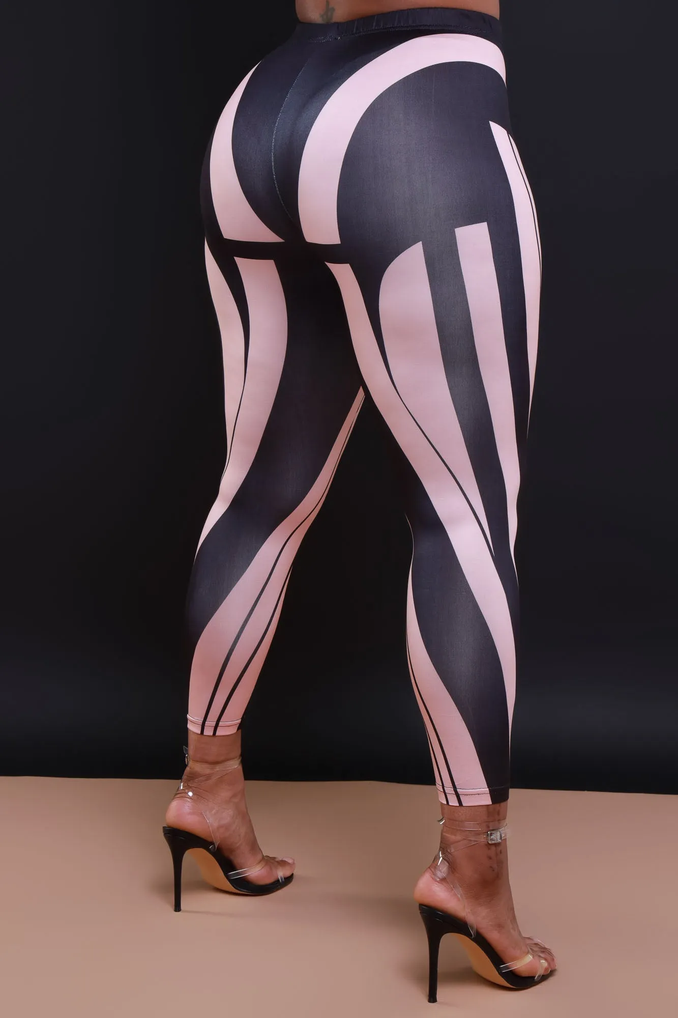Can't Be High Rise Multicolor Leggings - Black/Pink