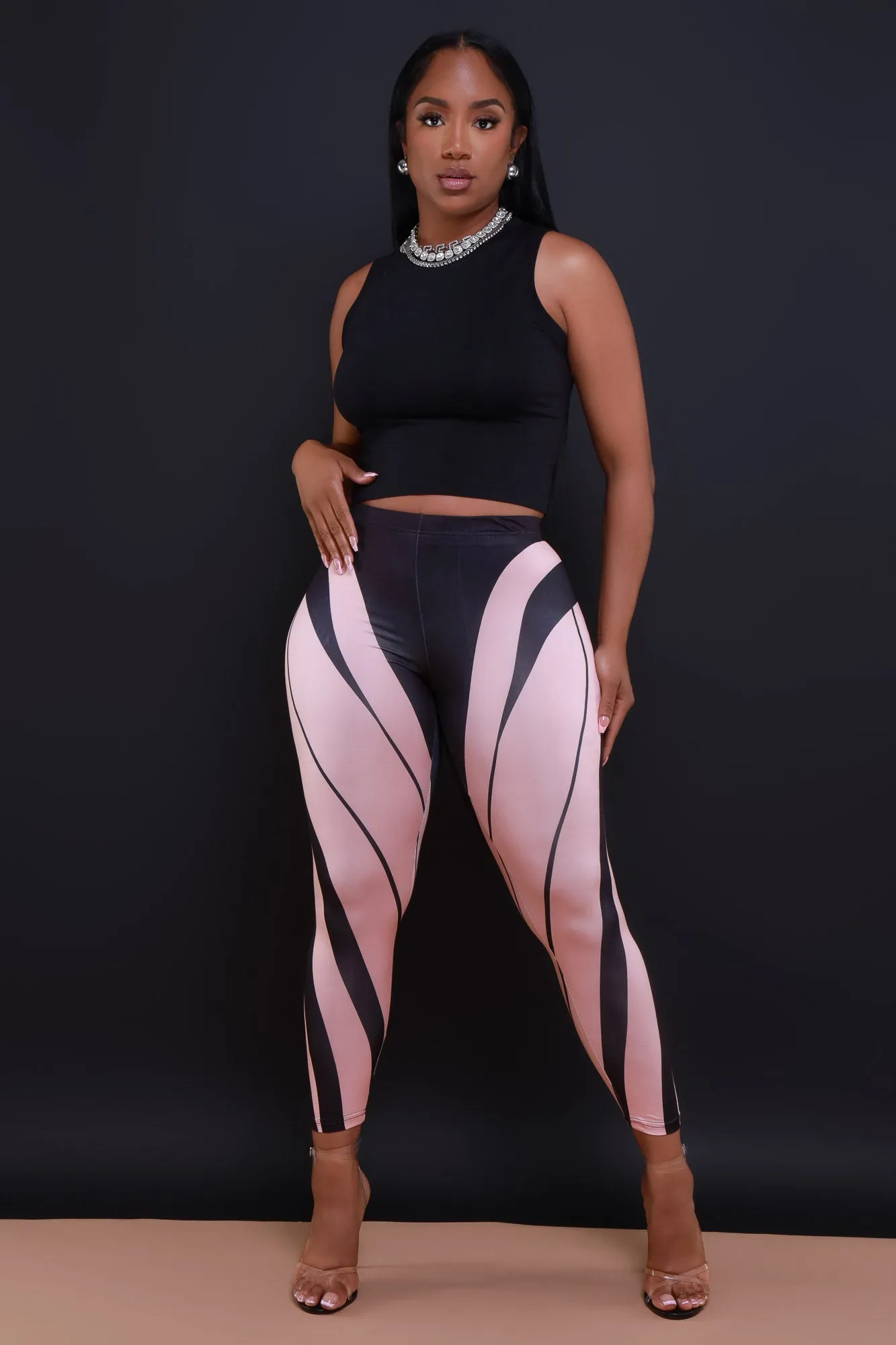 Can't Be High Rise Multicolor Leggings - Black/Pink