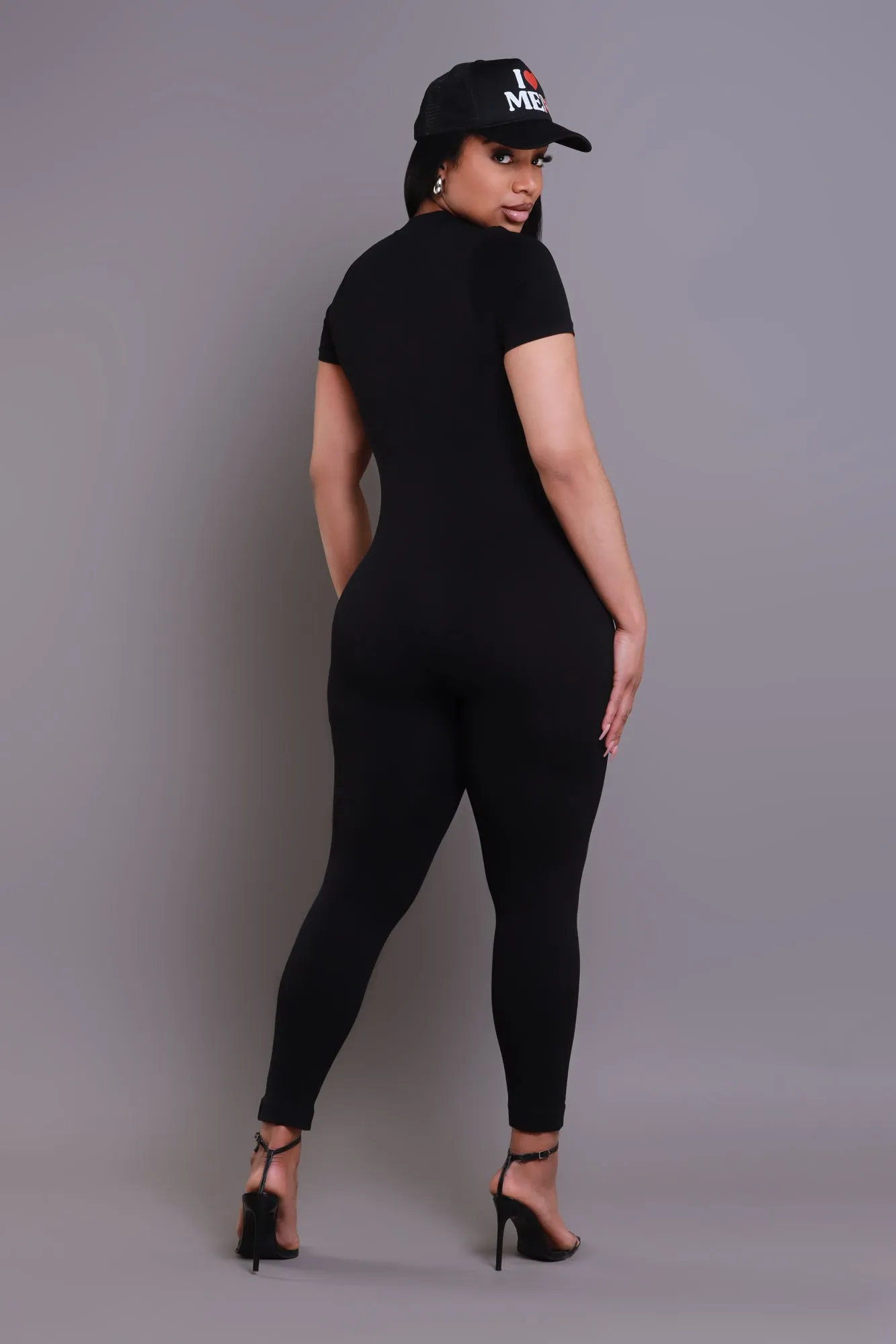 Can't Be Tamed Zip Up Jumpsuit - Black