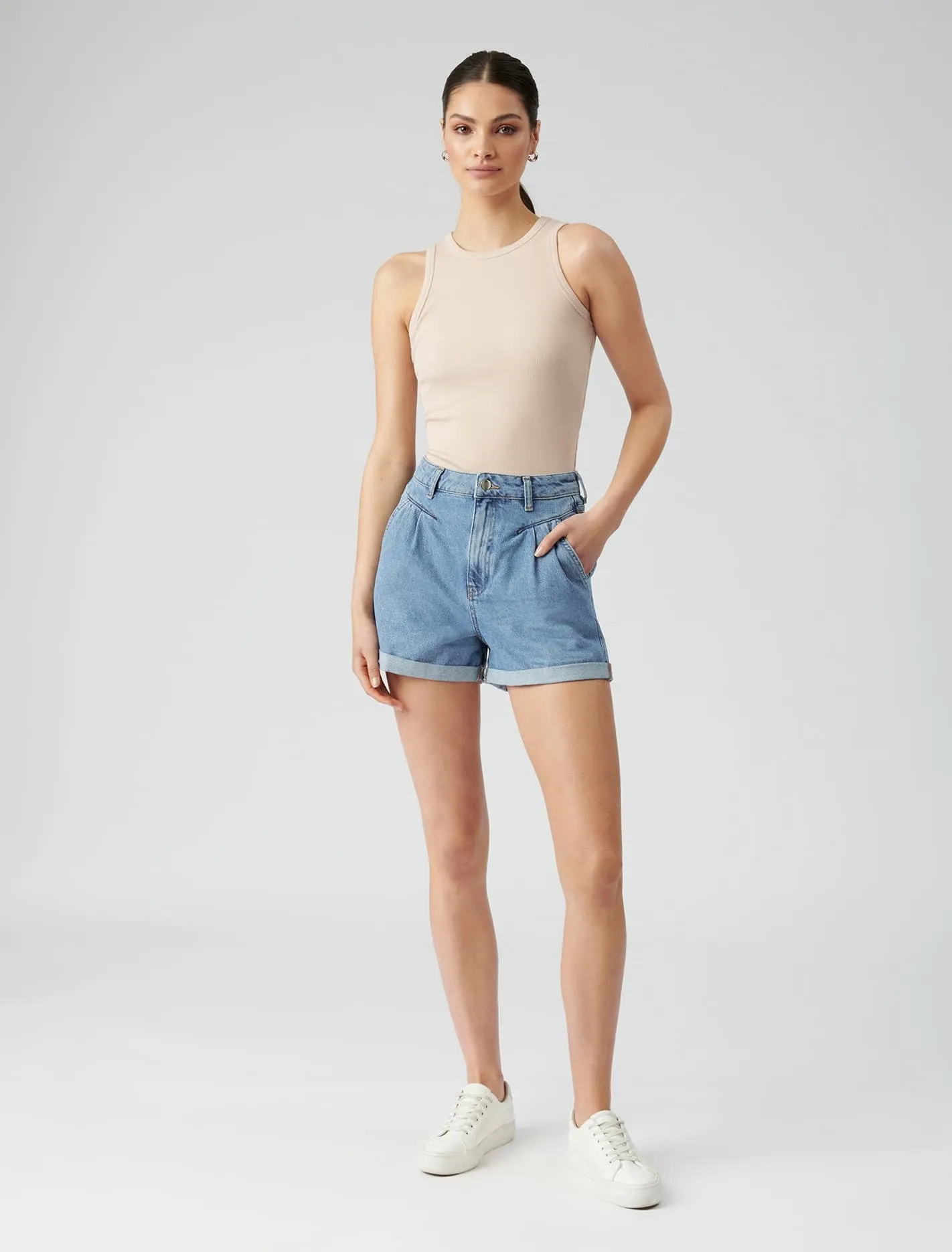 Casey Pleated Denim Short