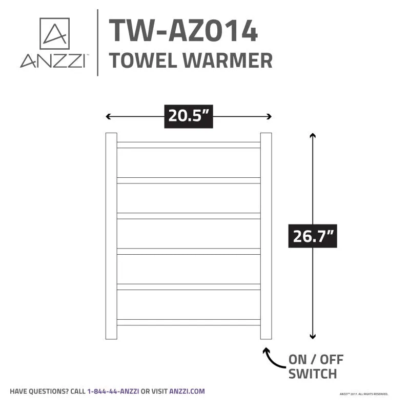 Charles Series 6-Bar Stainless Steel Wall Mounted Electric Towel Warmer Rack in Brushed Nickel