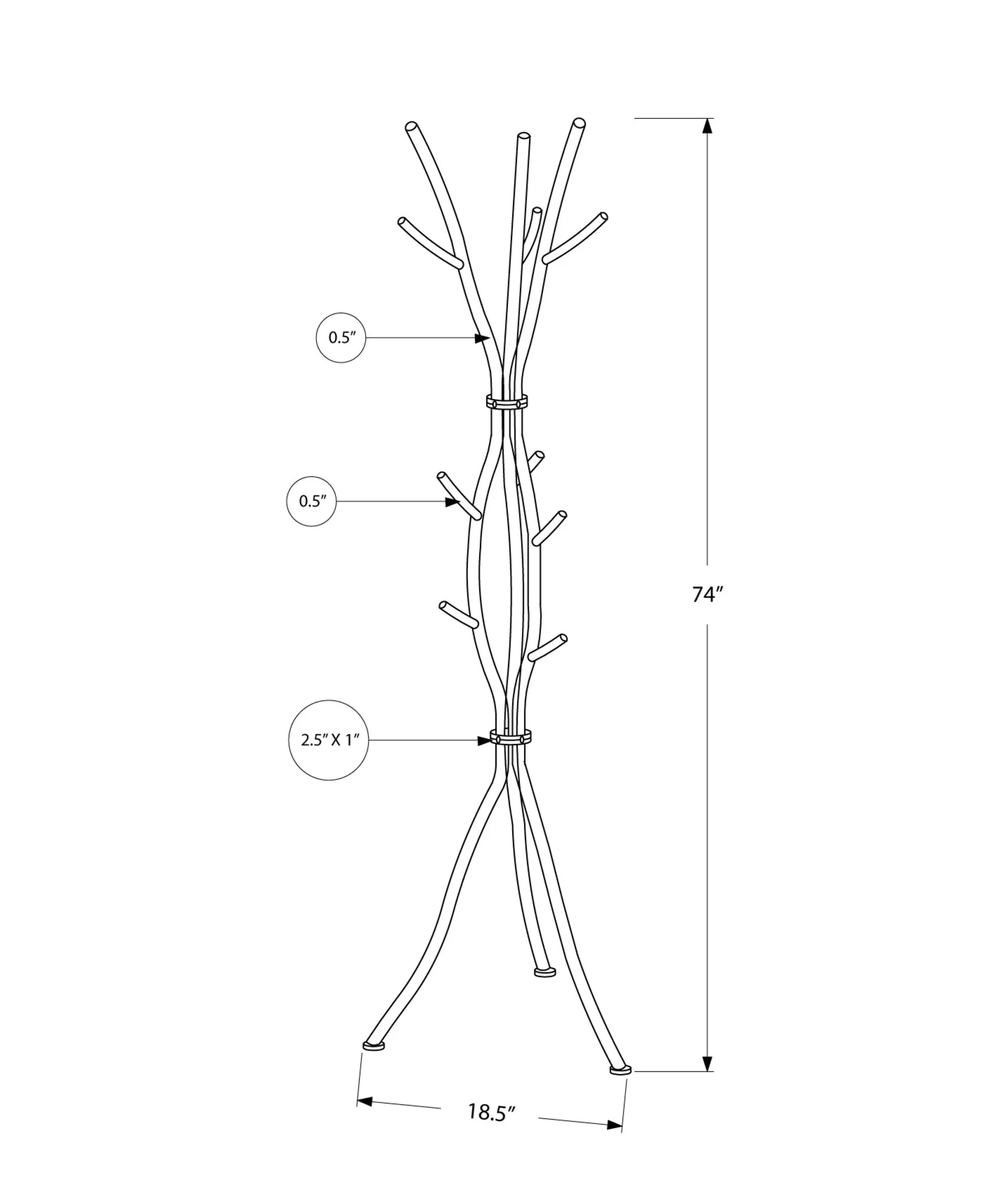 Coat Rack - 74"H / White Metal