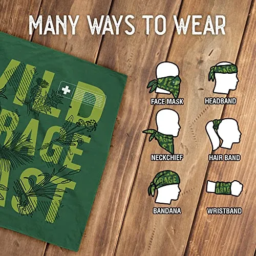 Colter Co. Forager Survival Bandana - 100% Cotton & Unique Bandanas For Men & Women - Made In The USA (22"x22", Green)