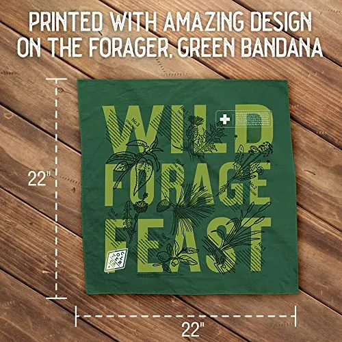 Colter Co. Forager Survival Bandana - 100% Cotton & Unique Bandanas For Men & Women - Made In The USA (22"x22", Green)