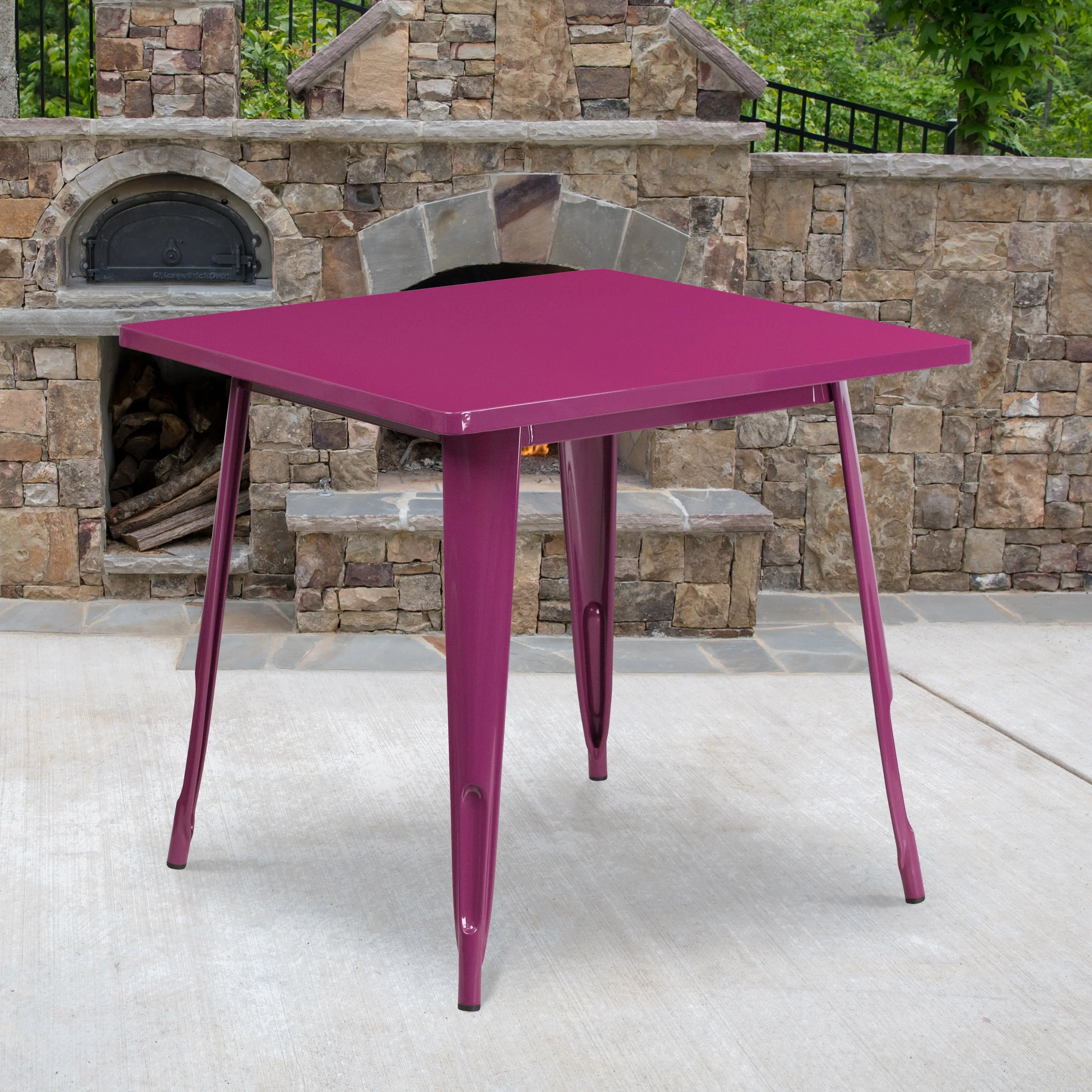 Commercial Grade 31.5" Square Metal Indoor-Outdoor Table