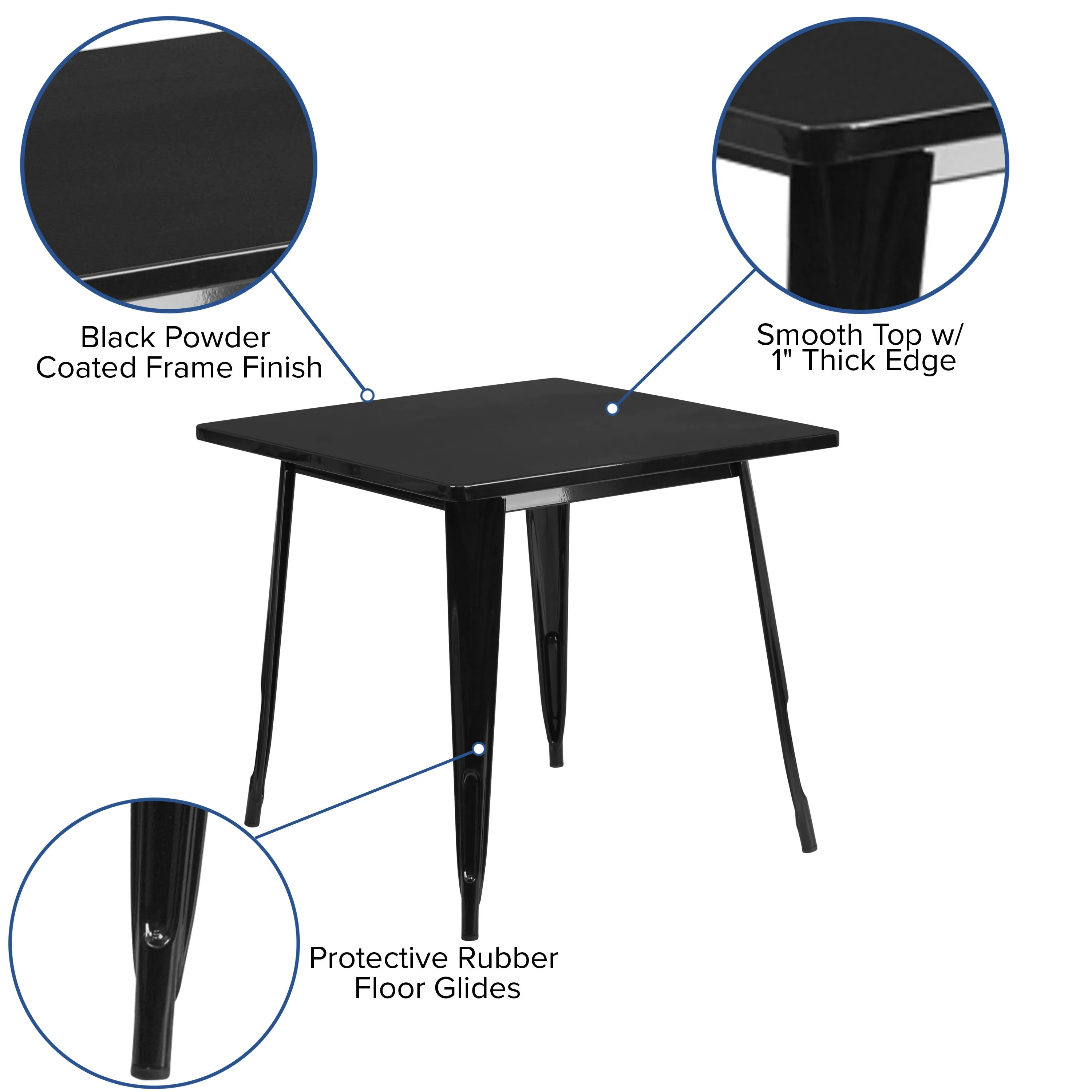 Commercial Grade 31.5" Square Metal Indoor-Outdoor Table