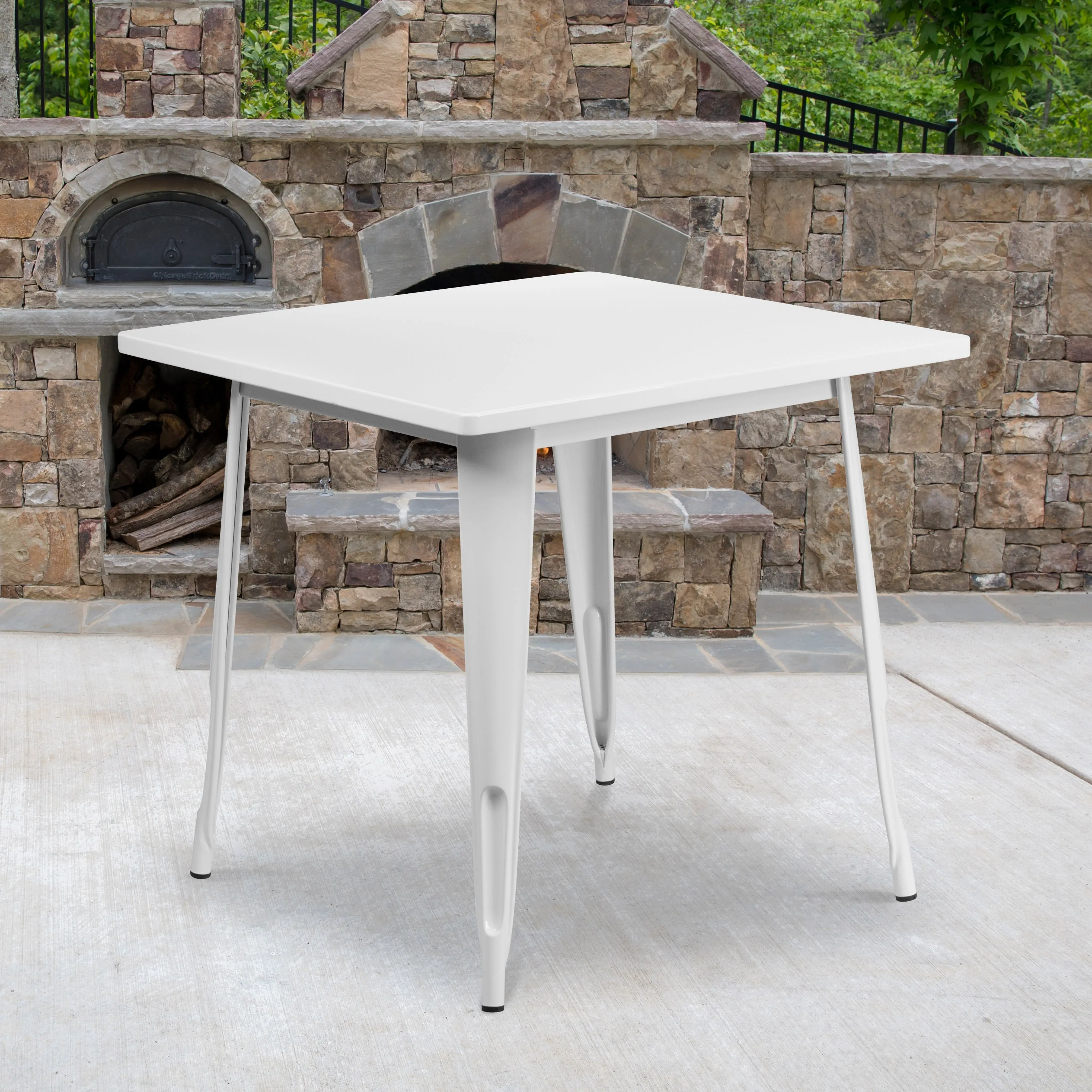 Commercial Grade 31.5" Square Metal Indoor-Outdoor Table