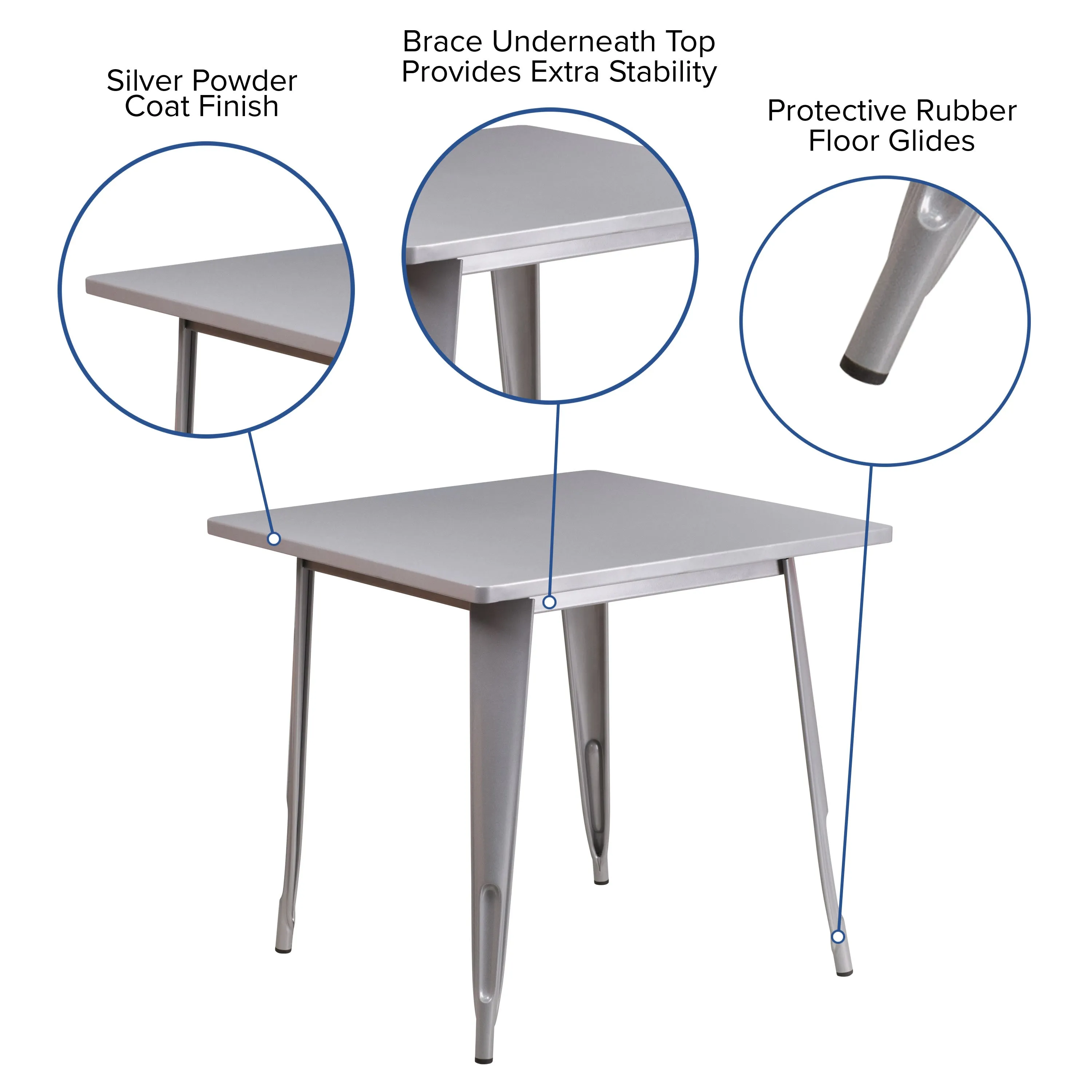 Commercial Grade 31.5" Square Metal Indoor-Outdoor Table