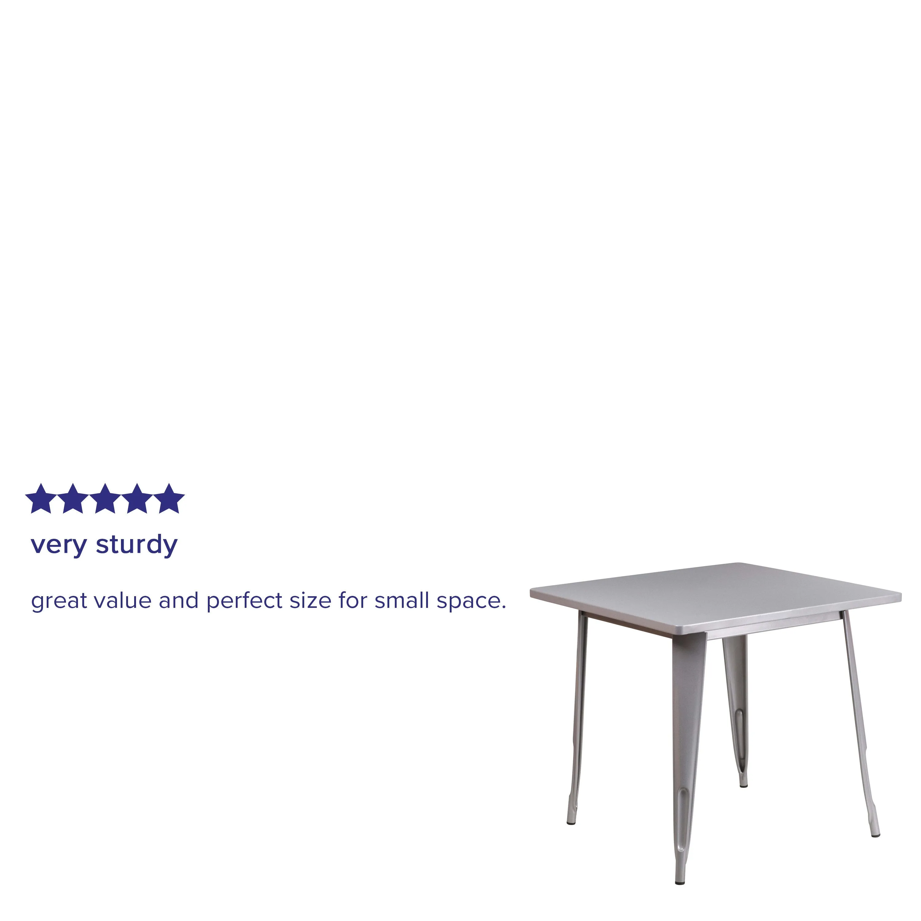 Commercial Grade 31.5" Square Metal Indoor-Outdoor Table