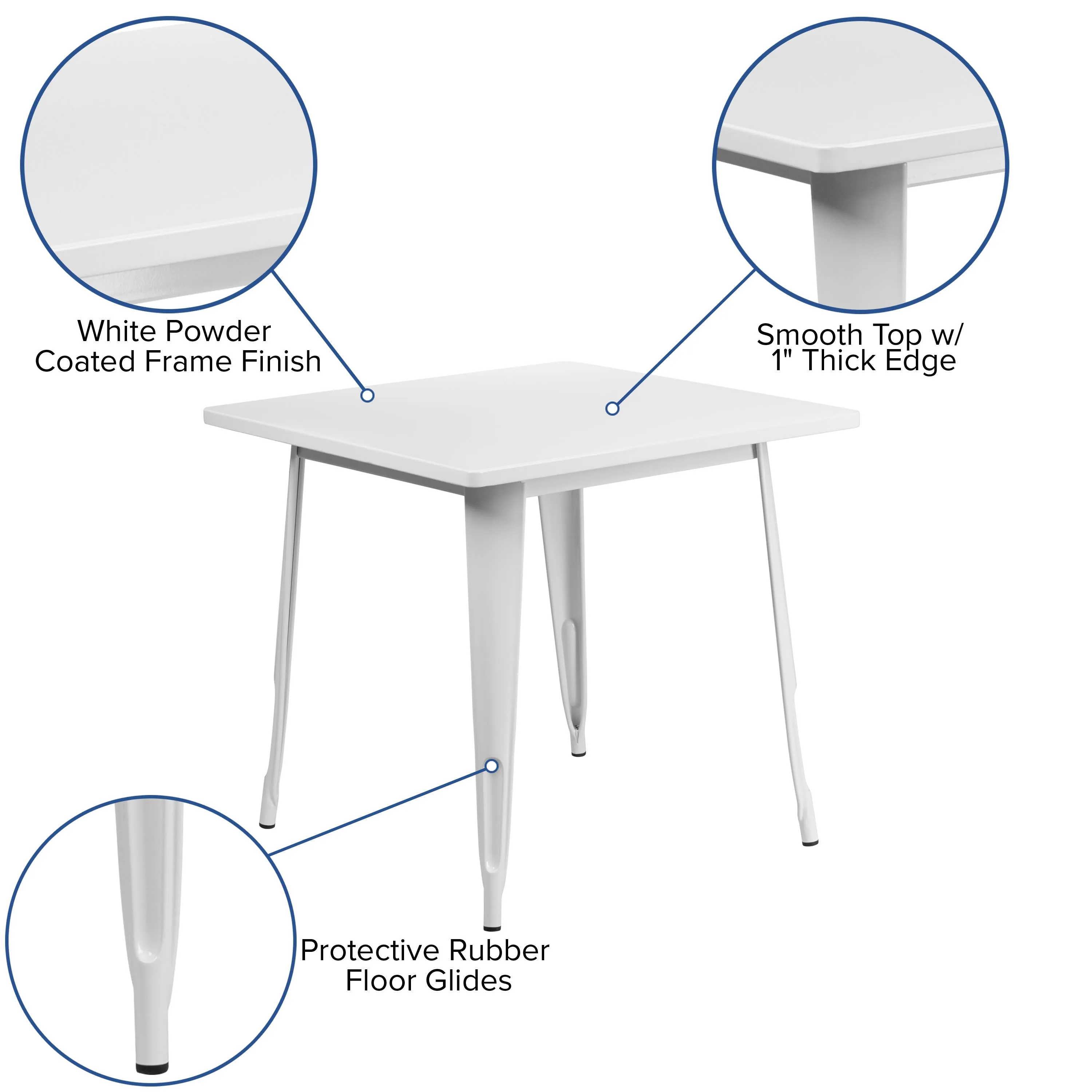 Commercial Grade 31.5" Square Metal Indoor-Outdoor Table