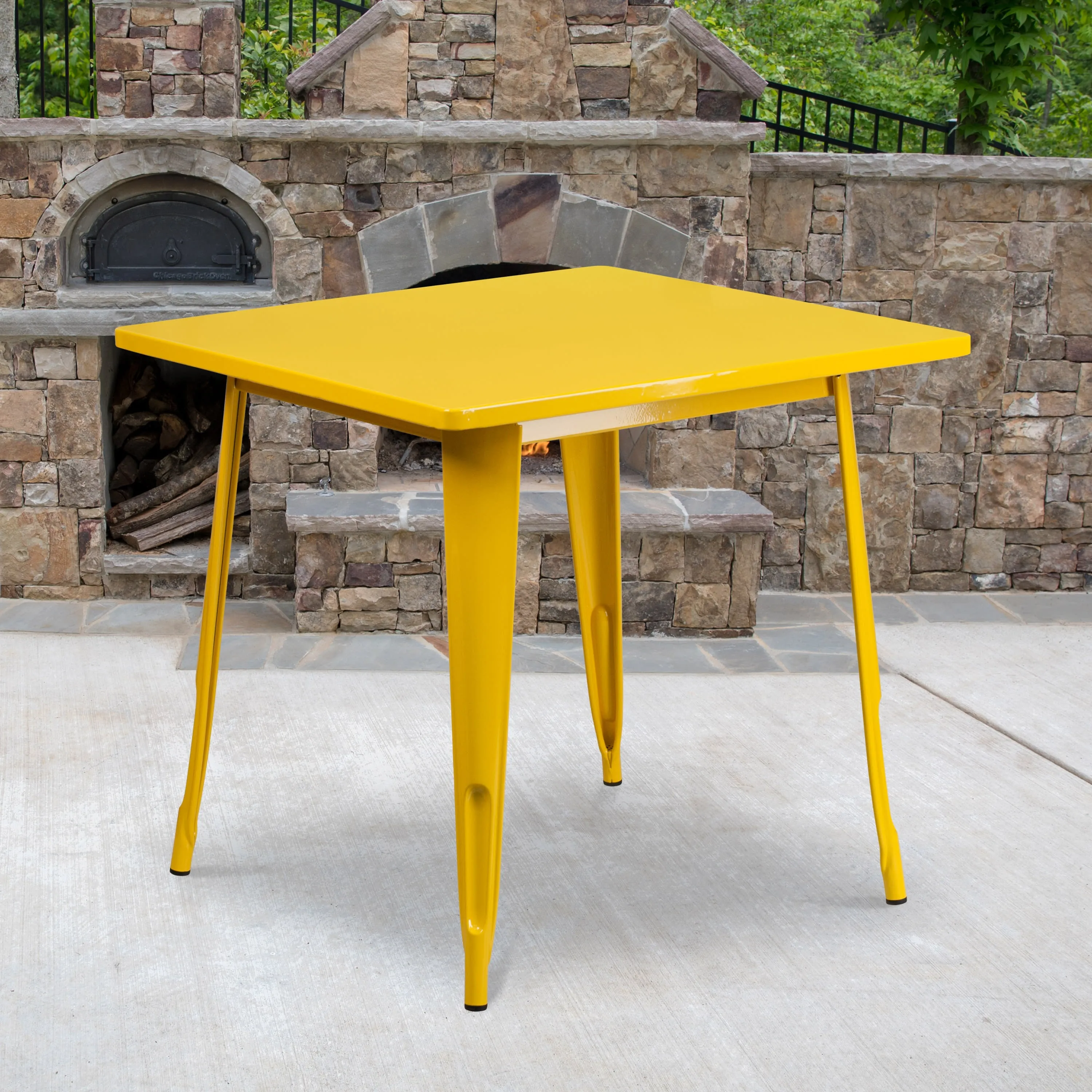 Commercial Grade 31.5" Square Metal Indoor-Outdoor Table