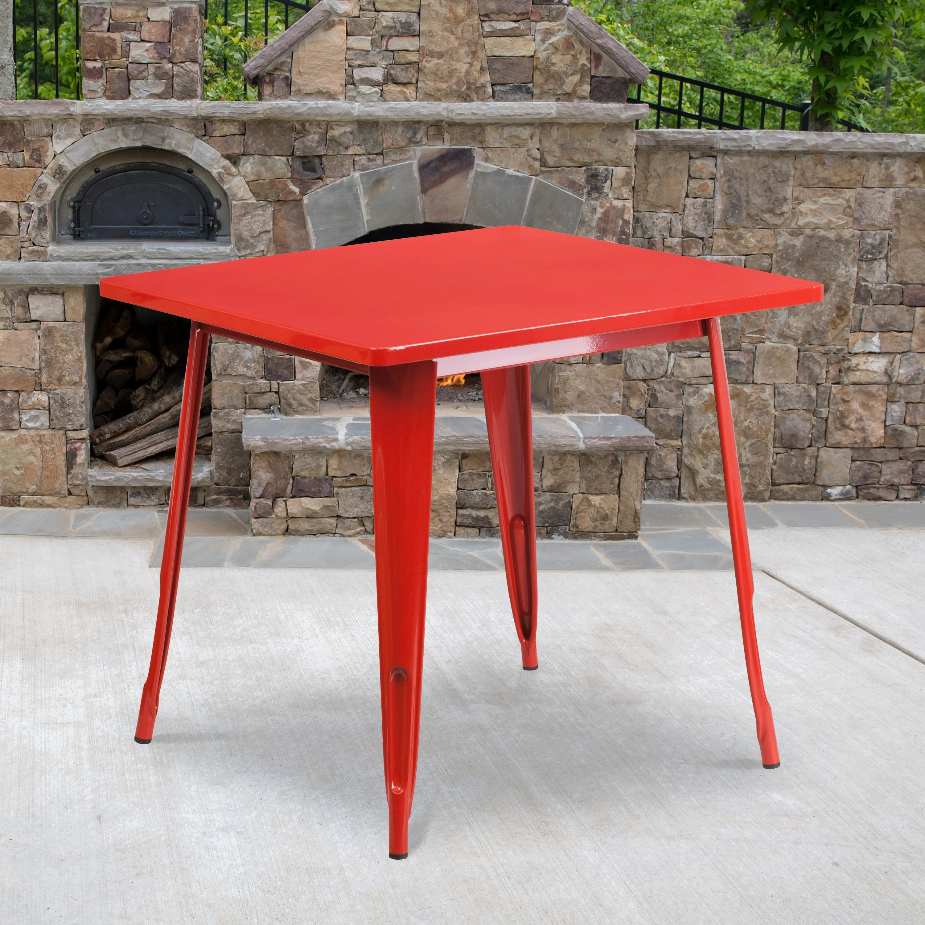 Commercial Grade 31.5" Square Metal Indoor-Outdoor Table