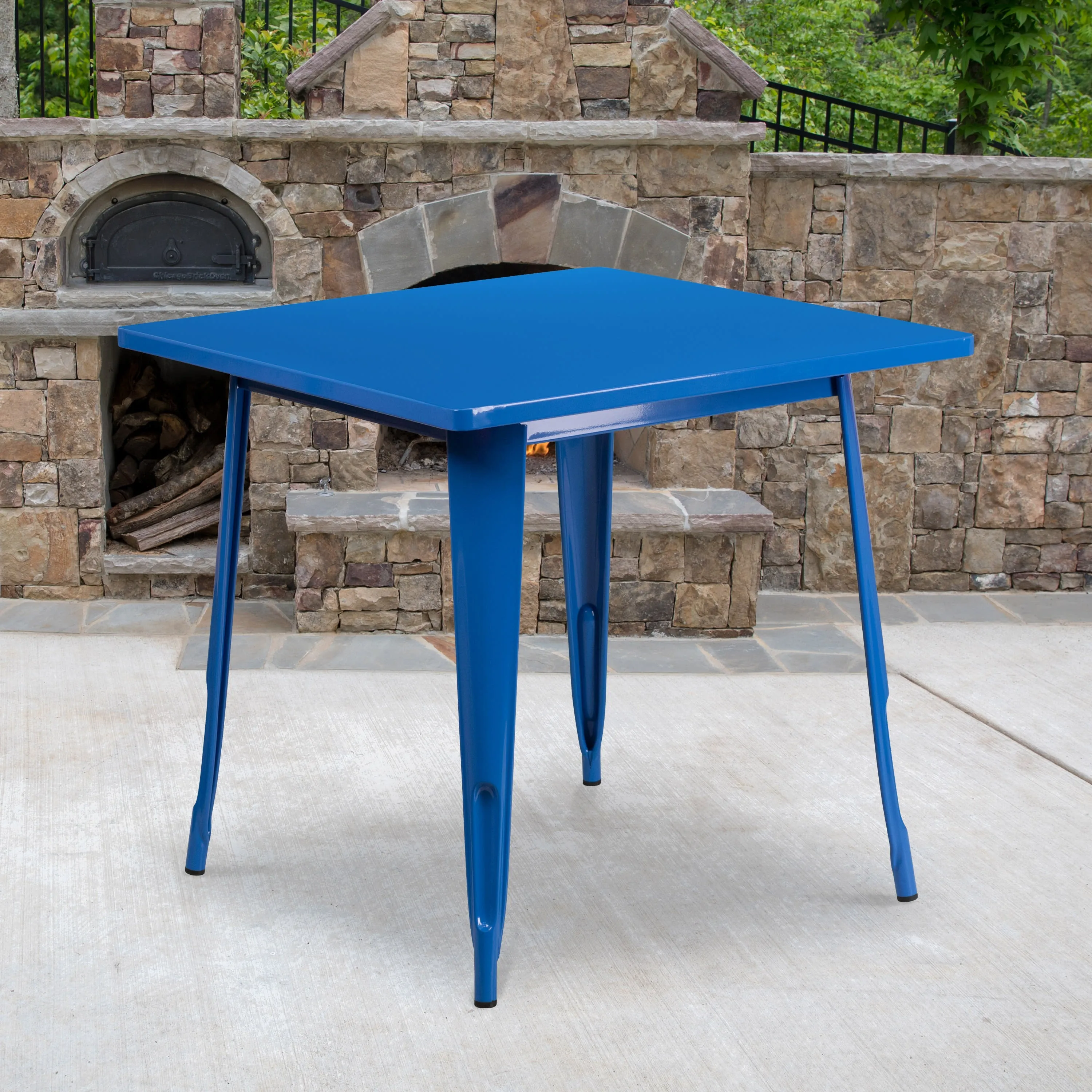 Commercial Grade 31.5" Square Metal Indoor-Outdoor Table