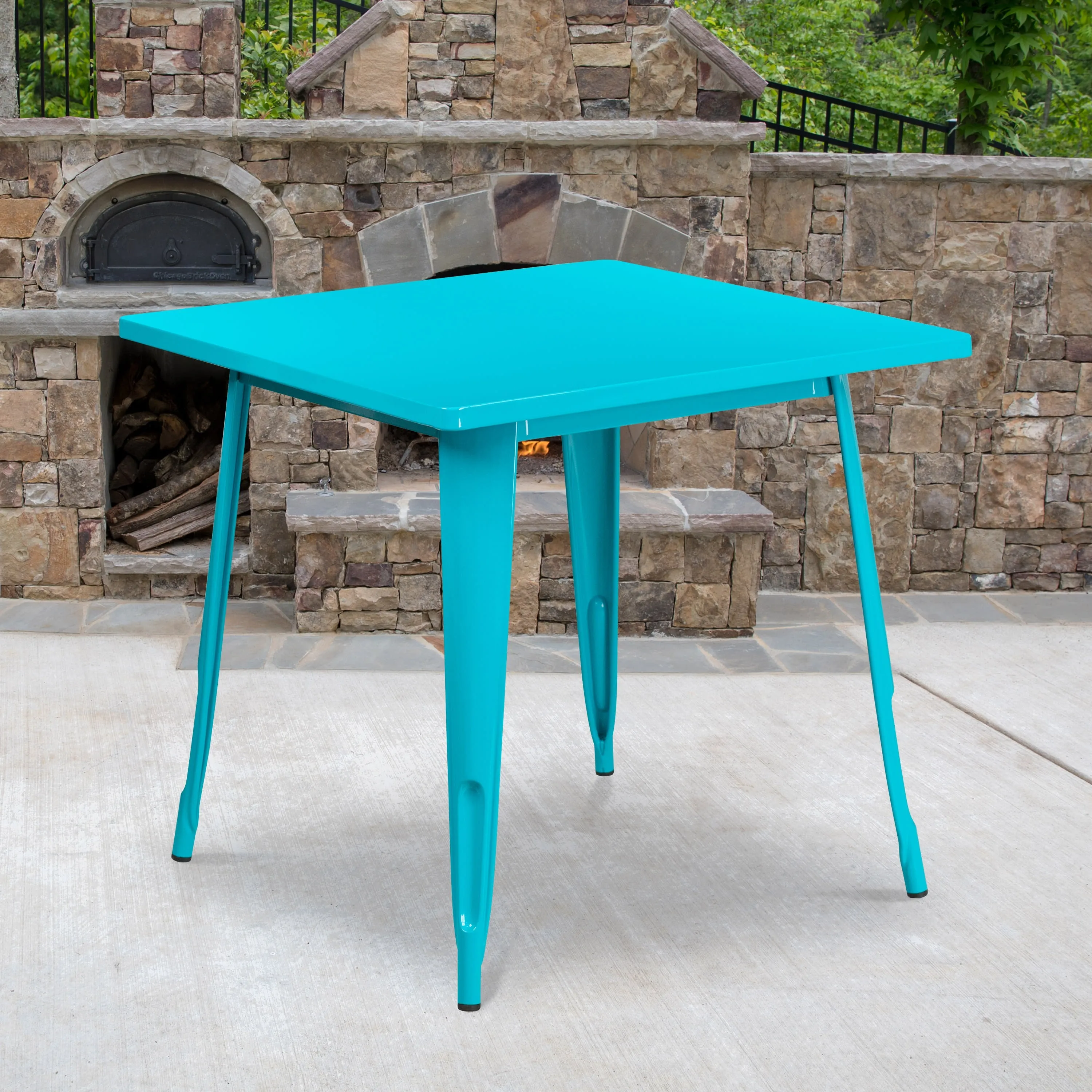 Commercial Grade 31.5" Square Metal Indoor-Outdoor Table