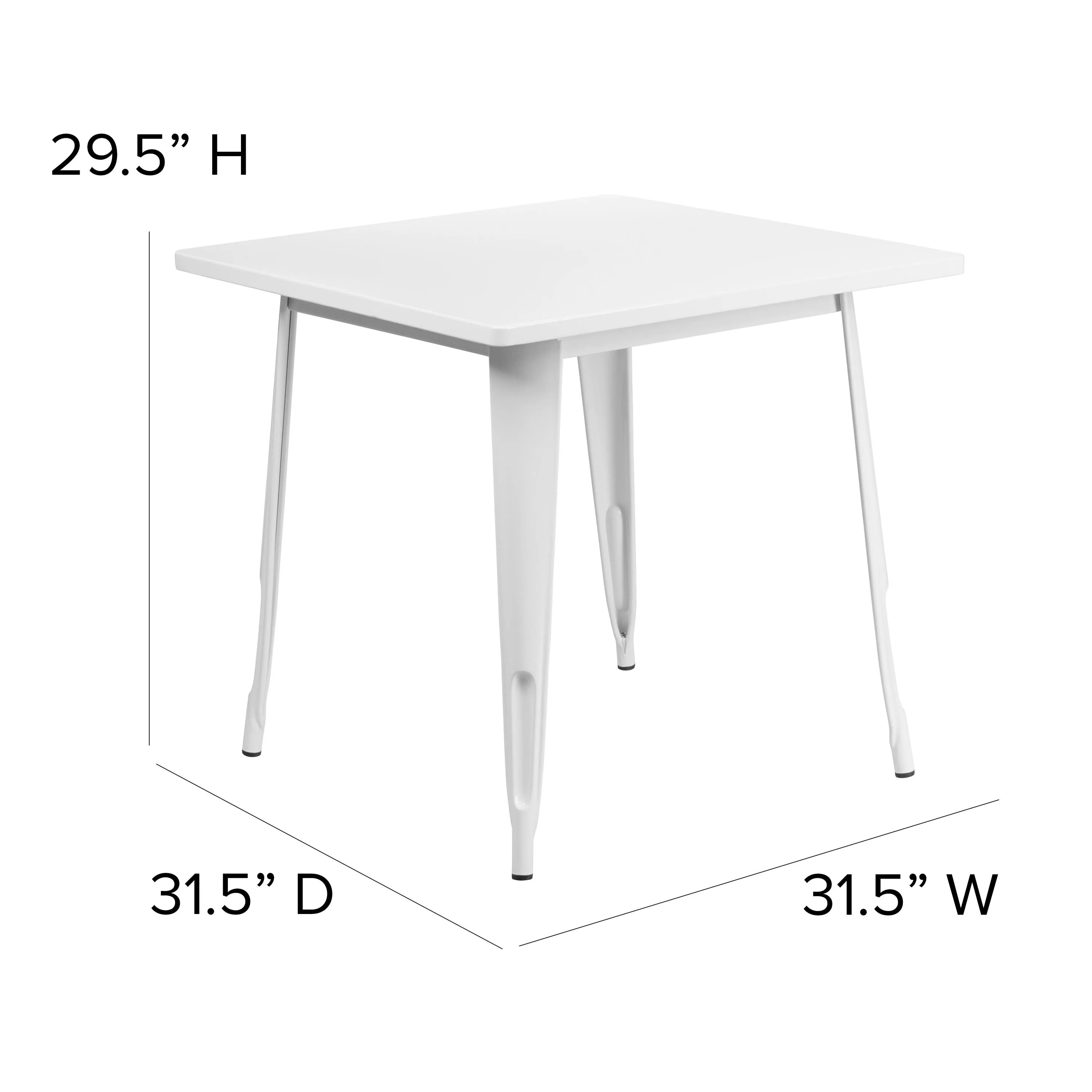Commercial Grade 31.5" Square Metal Indoor-Outdoor Table