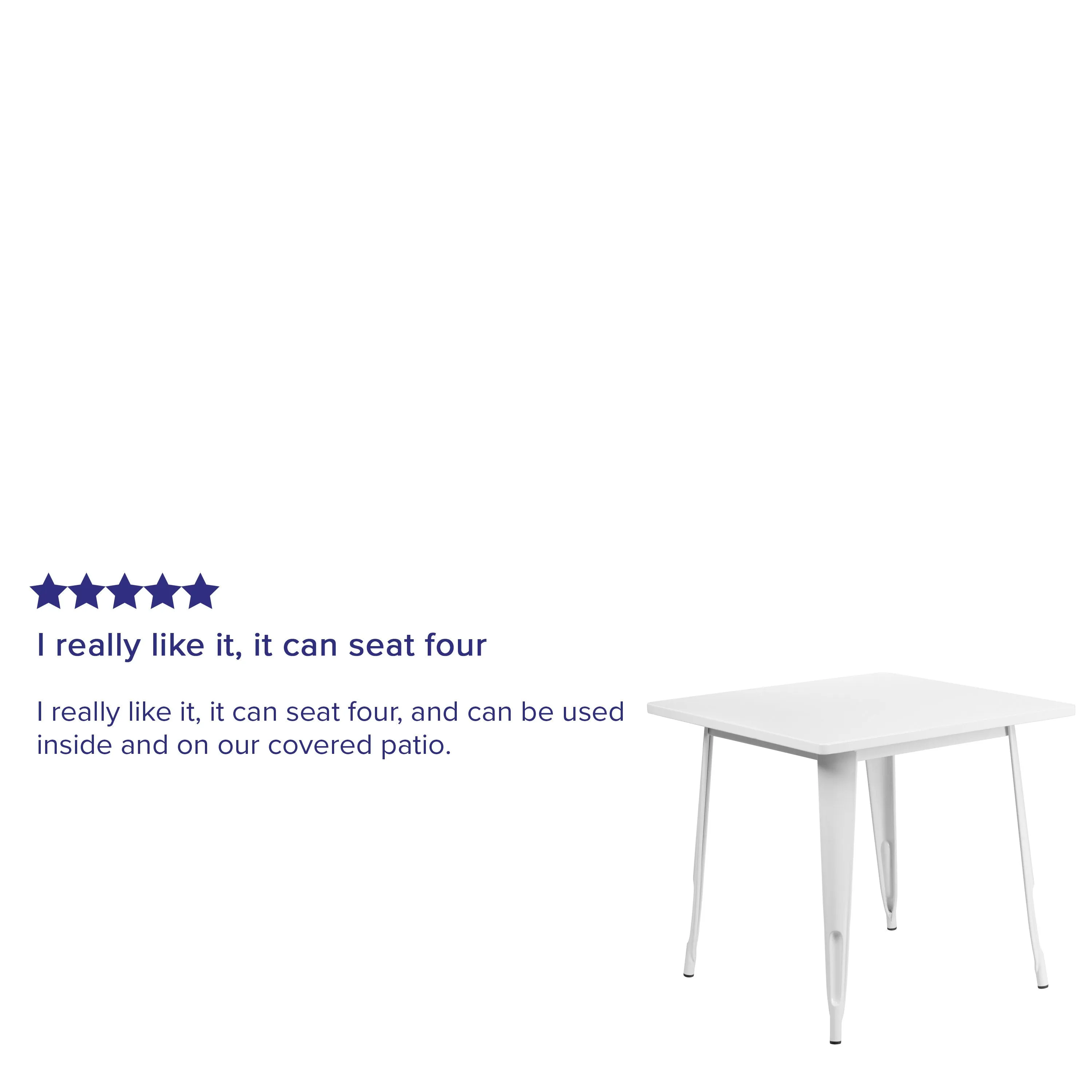 Commercial Grade 31.5" Square Metal Indoor-Outdoor Table