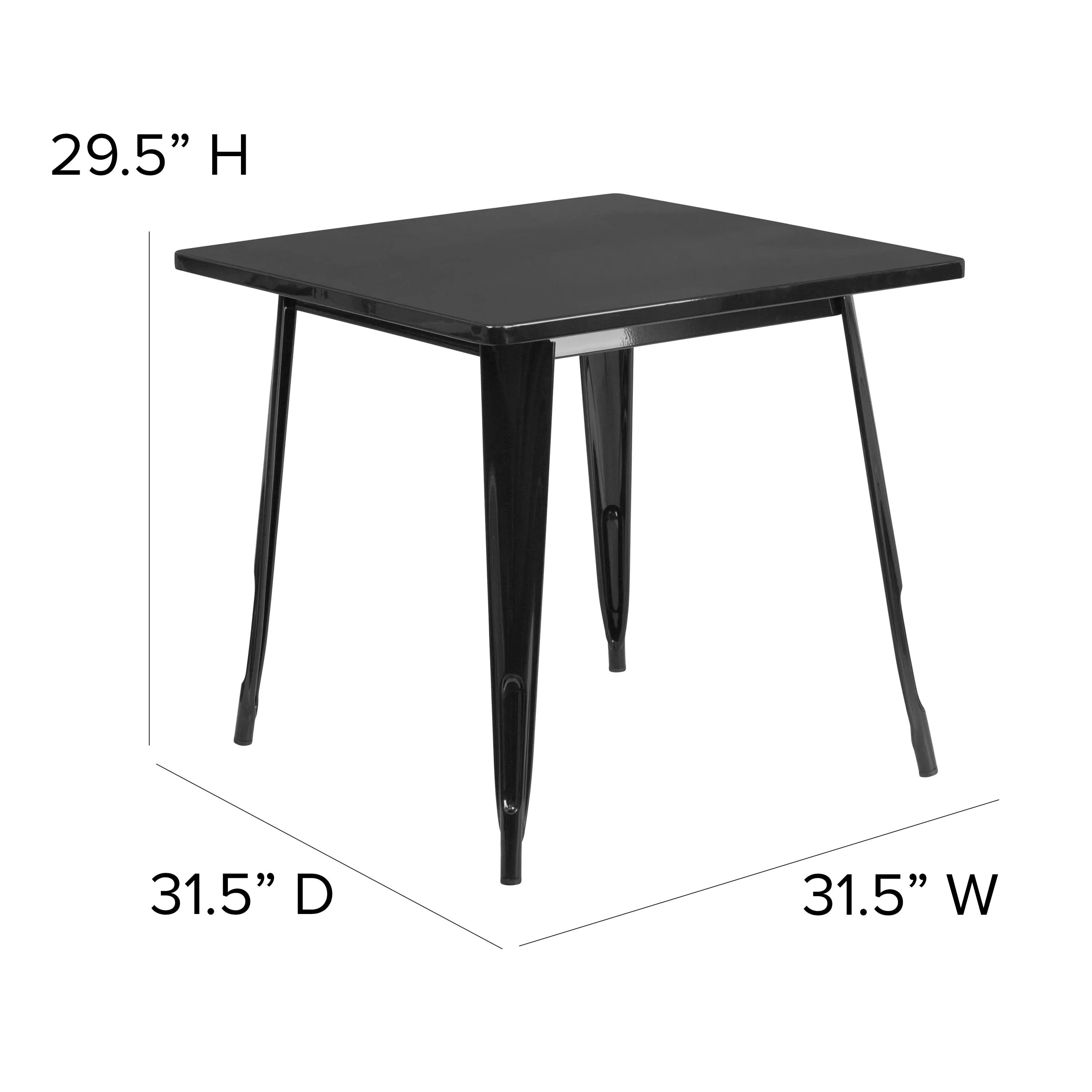 Commercial Grade 31.5" Square Metal Indoor-Outdoor Table