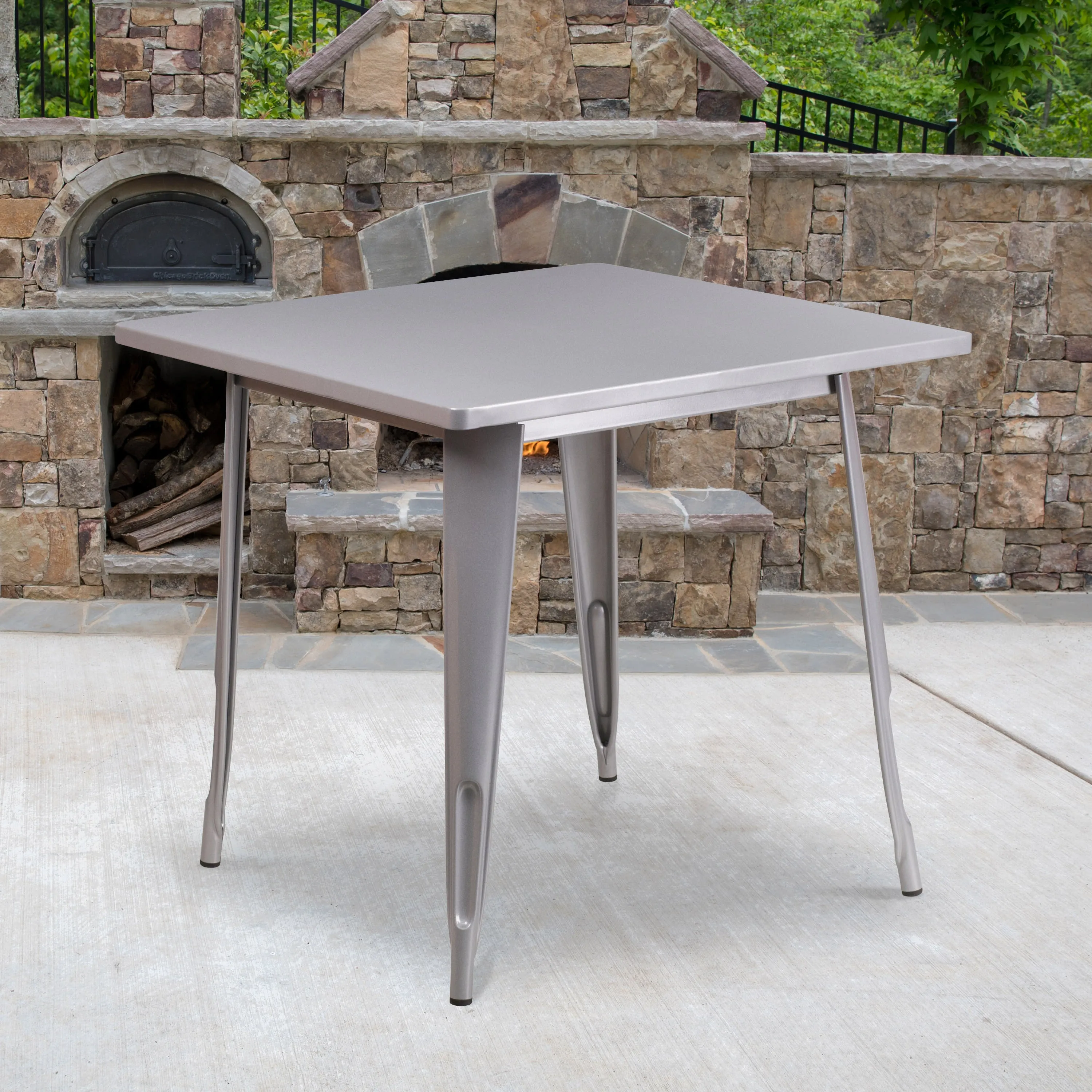 Commercial Grade 31.5" Square Metal Indoor-Outdoor Table