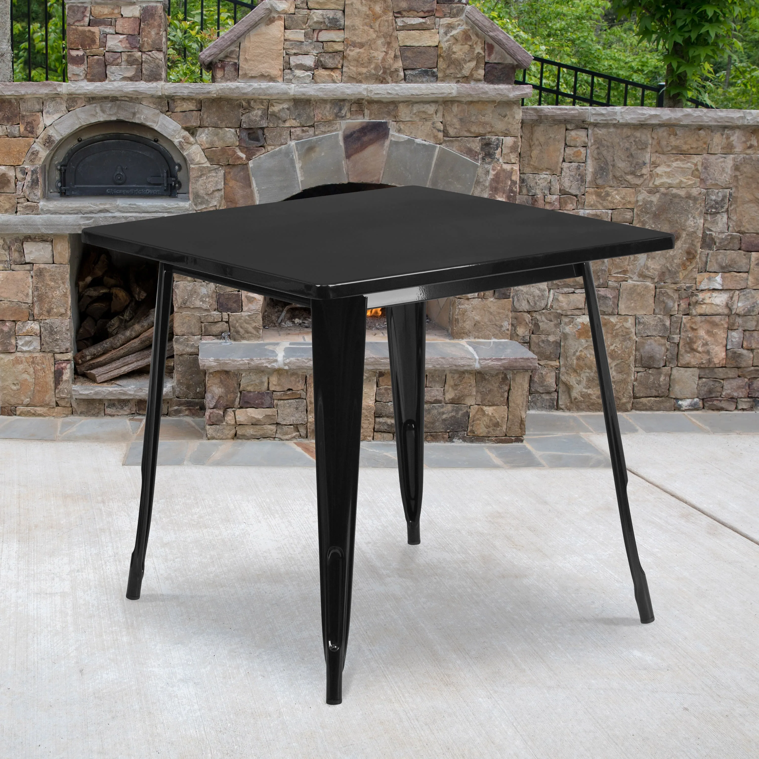 Commercial Grade 31.5" Square Metal Indoor-Outdoor Table