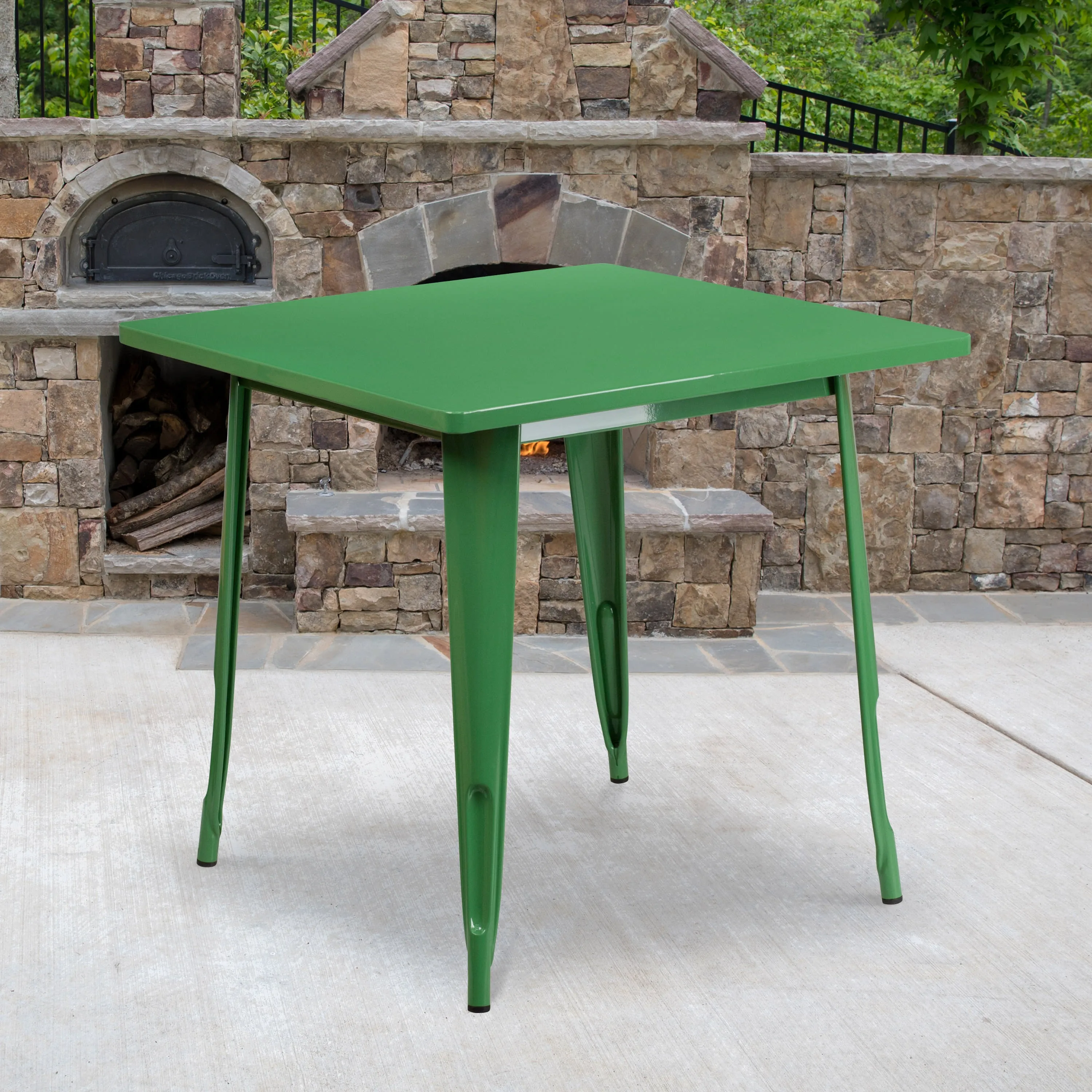 Commercial Grade 31.5" Square Metal Indoor-Outdoor Table