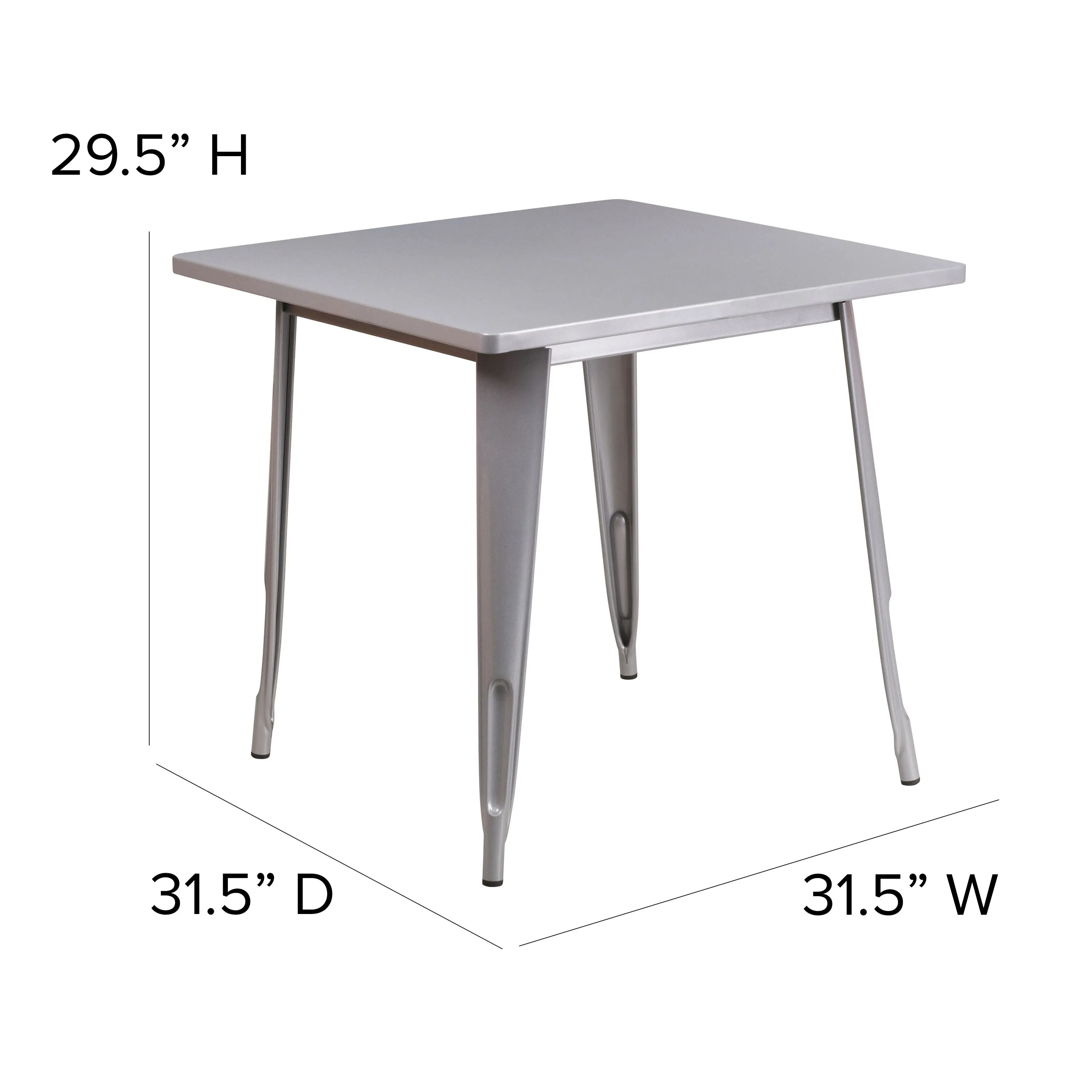 Commercial Grade 31.5" Square Metal Indoor-Outdoor Table