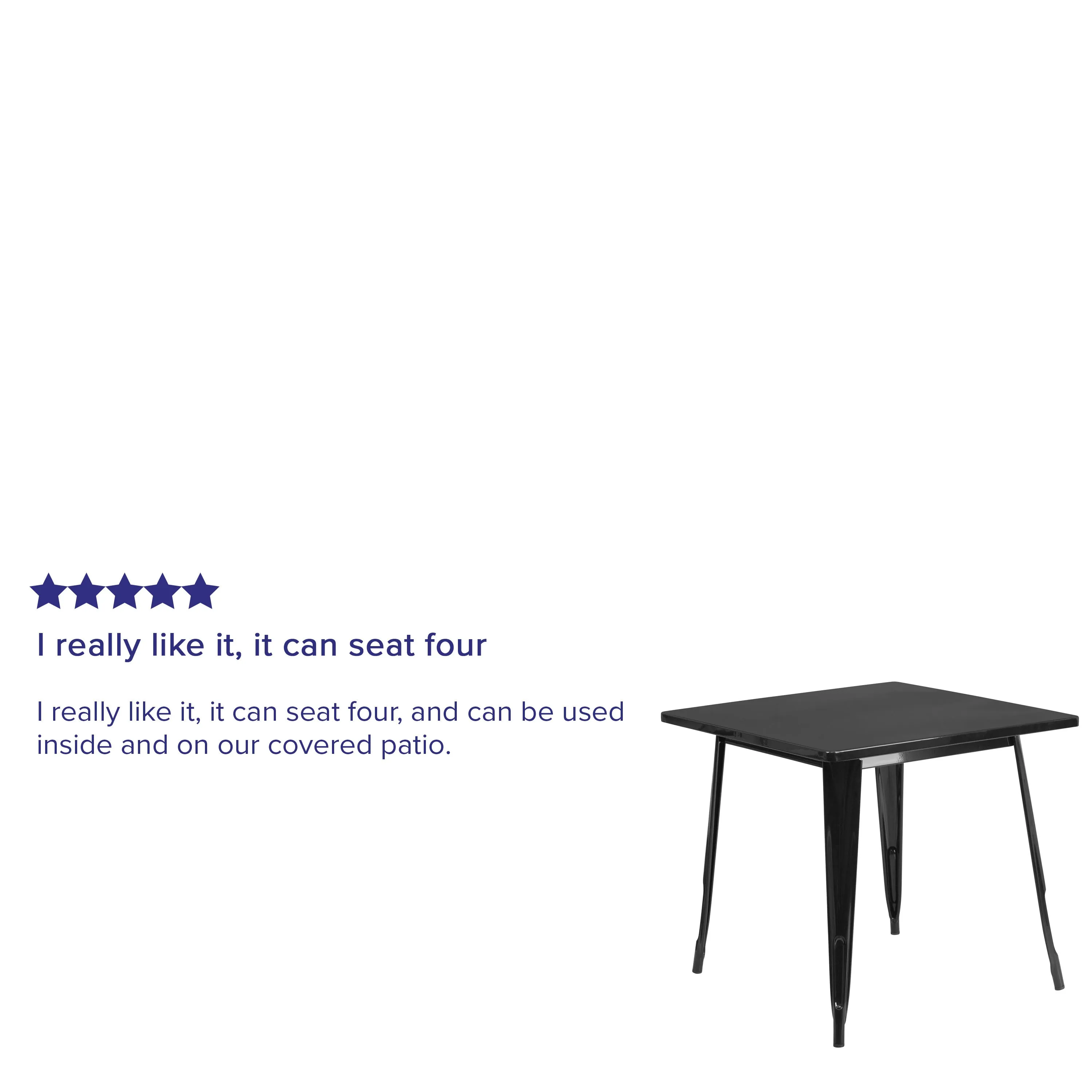 Commercial Grade 31.5" Square Metal Indoor-Outdoor Table