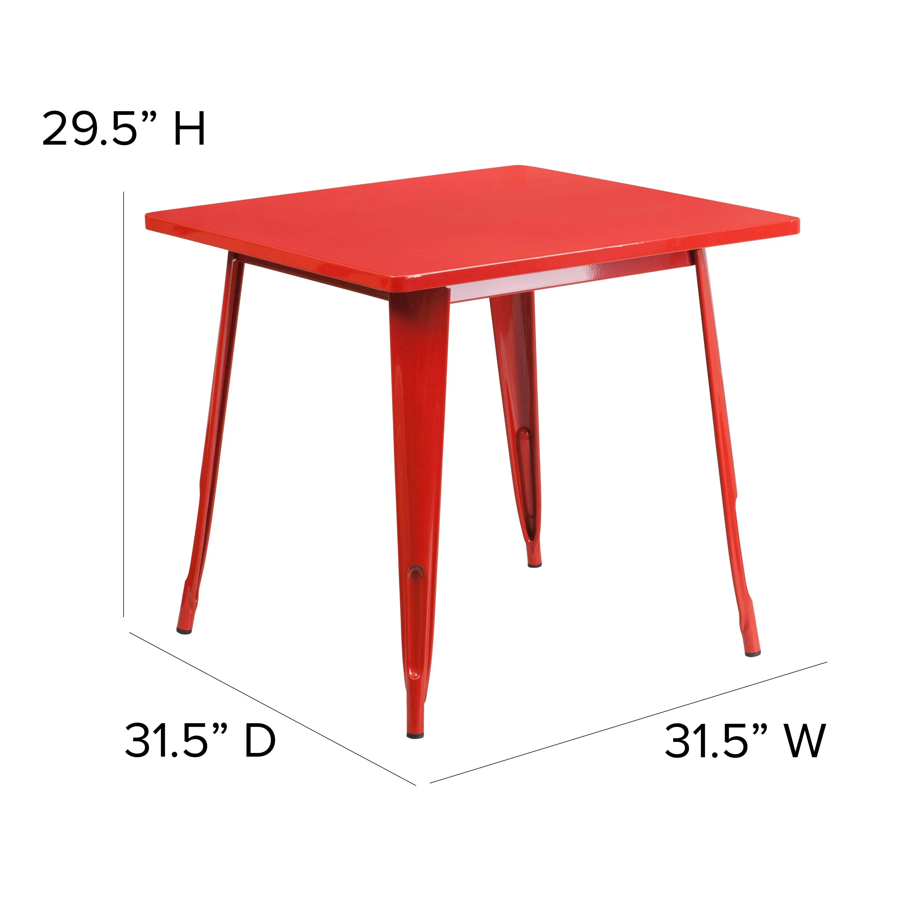 Commercial Grade 31.5" Square Metal Indoor-Outdoor Table