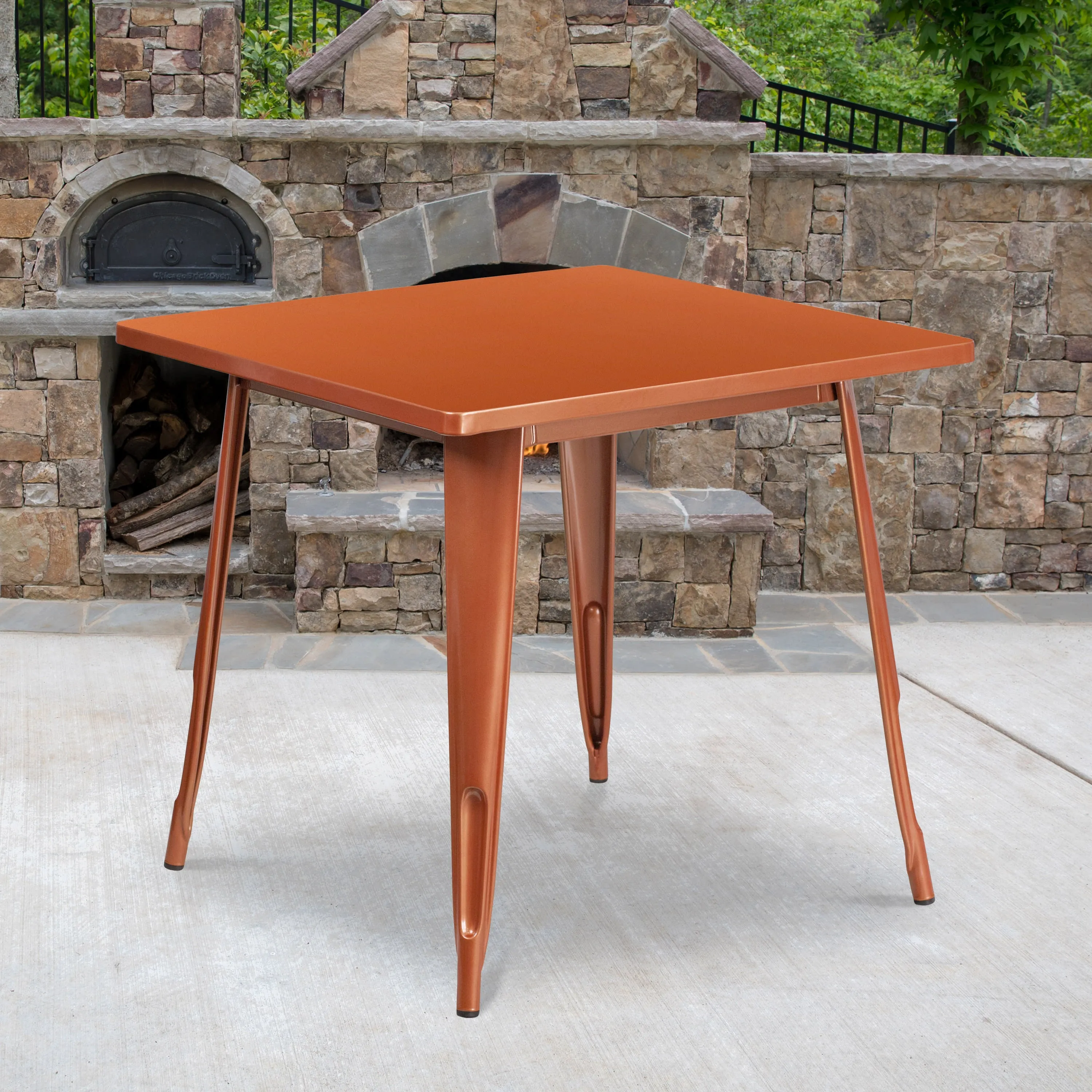 Commercial Grade 31.5" Square Metal Indoor-Outdoor Table