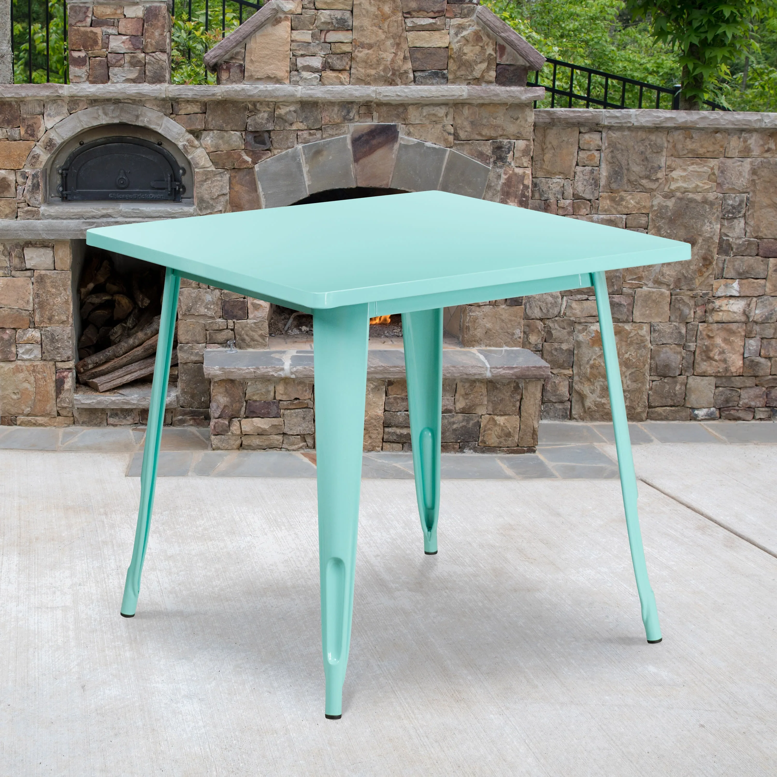 Commercial Grade 31.5" Square Metal Indoor-Outdoor Table