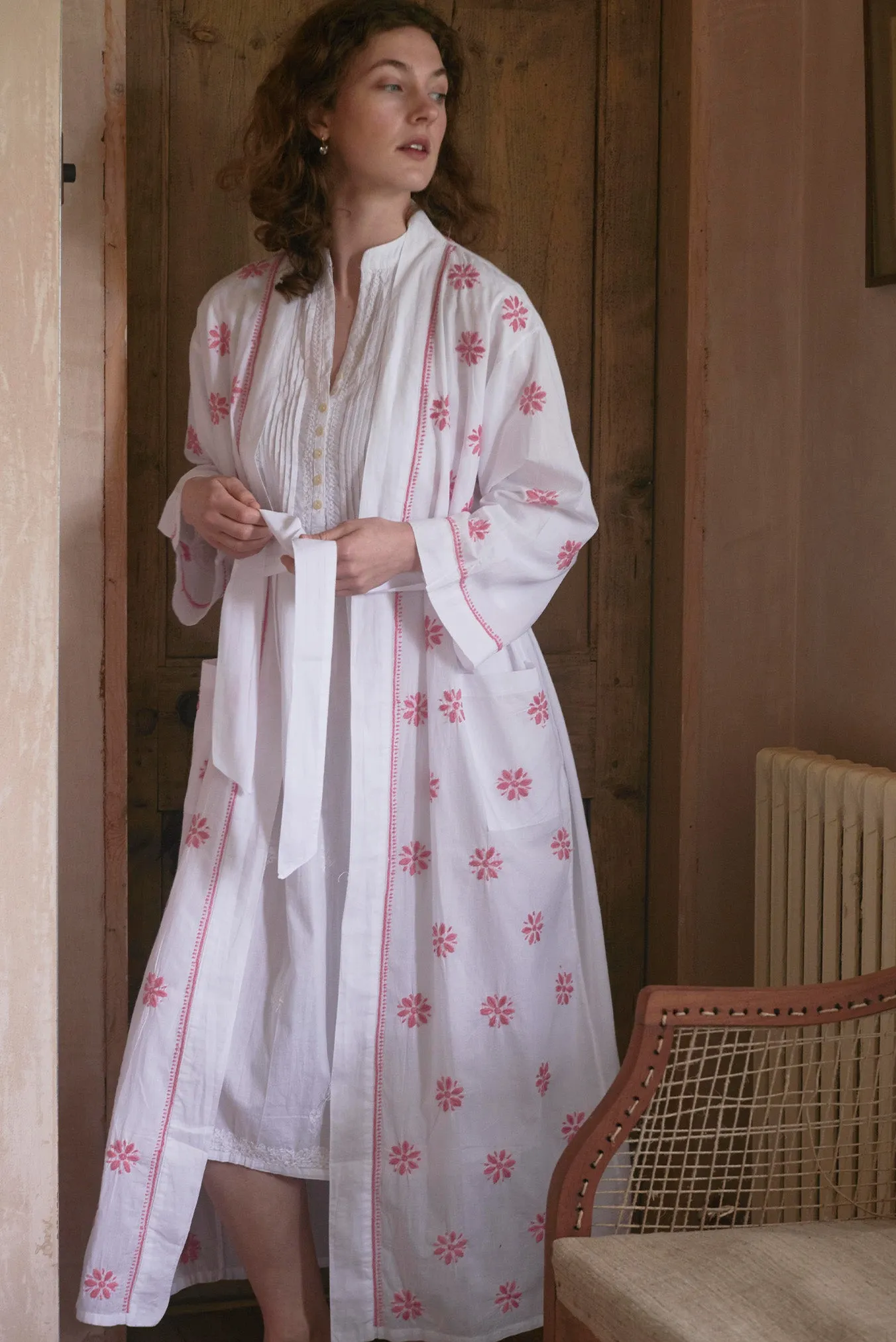 Cotton Dressing Gown | Chikan Embroidery