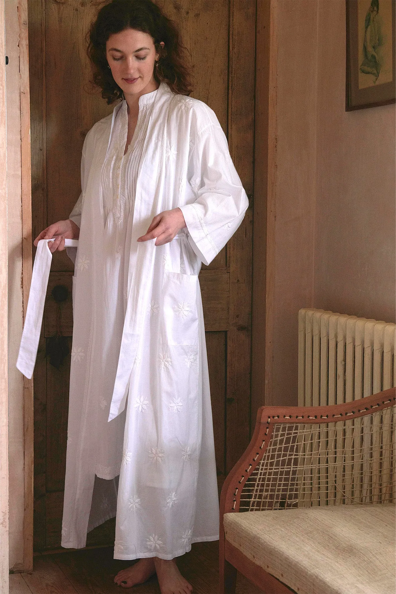 Cotton Dressing Gown | Chikan Embroidery