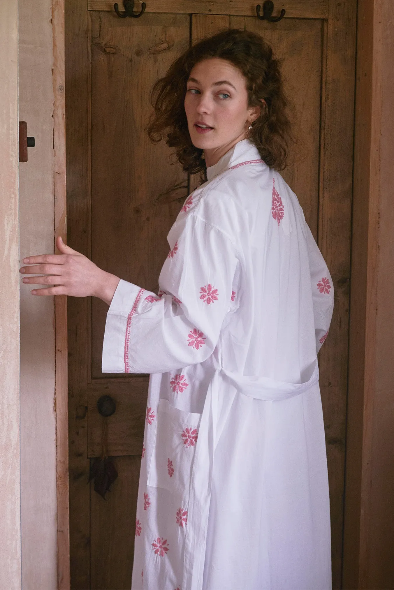 Cotton Dressing Gown | Chikan Embroidery