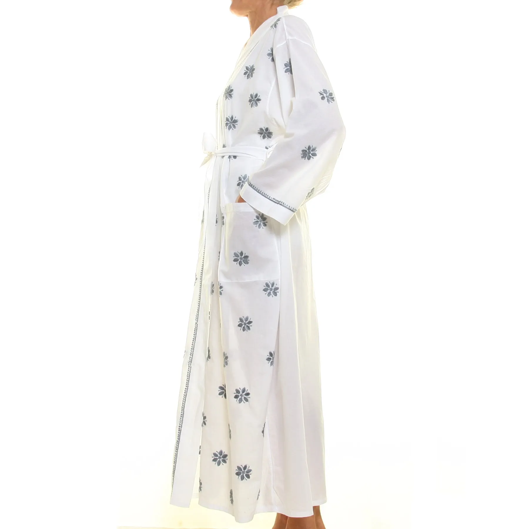 Cotton Dressing Gown | Chikan Embroidery
