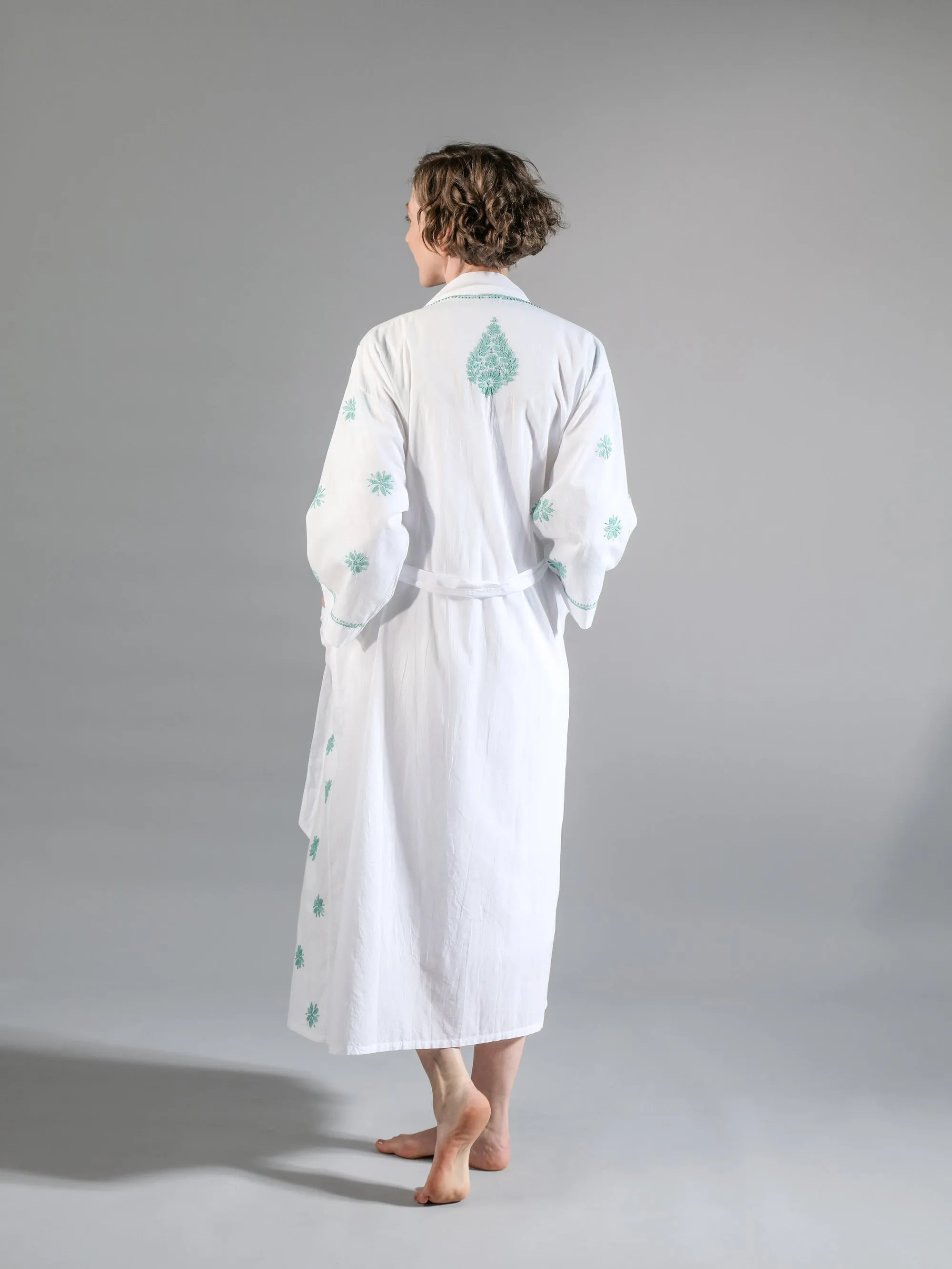 Cotton Dressing Gown | Chikan Embroidery