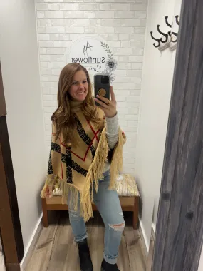 Cozy Nights Poncho Brown