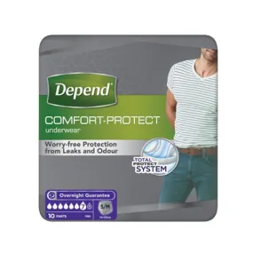 Depend Comfort-Protect Underwear for Men S/M (10 Pants)