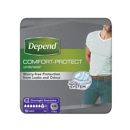 Depend Comfort-Protect Underwear for Men S/M (10 Pants)