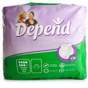 Depend Pants Super For Women (Small/Medium) (18 Pants)