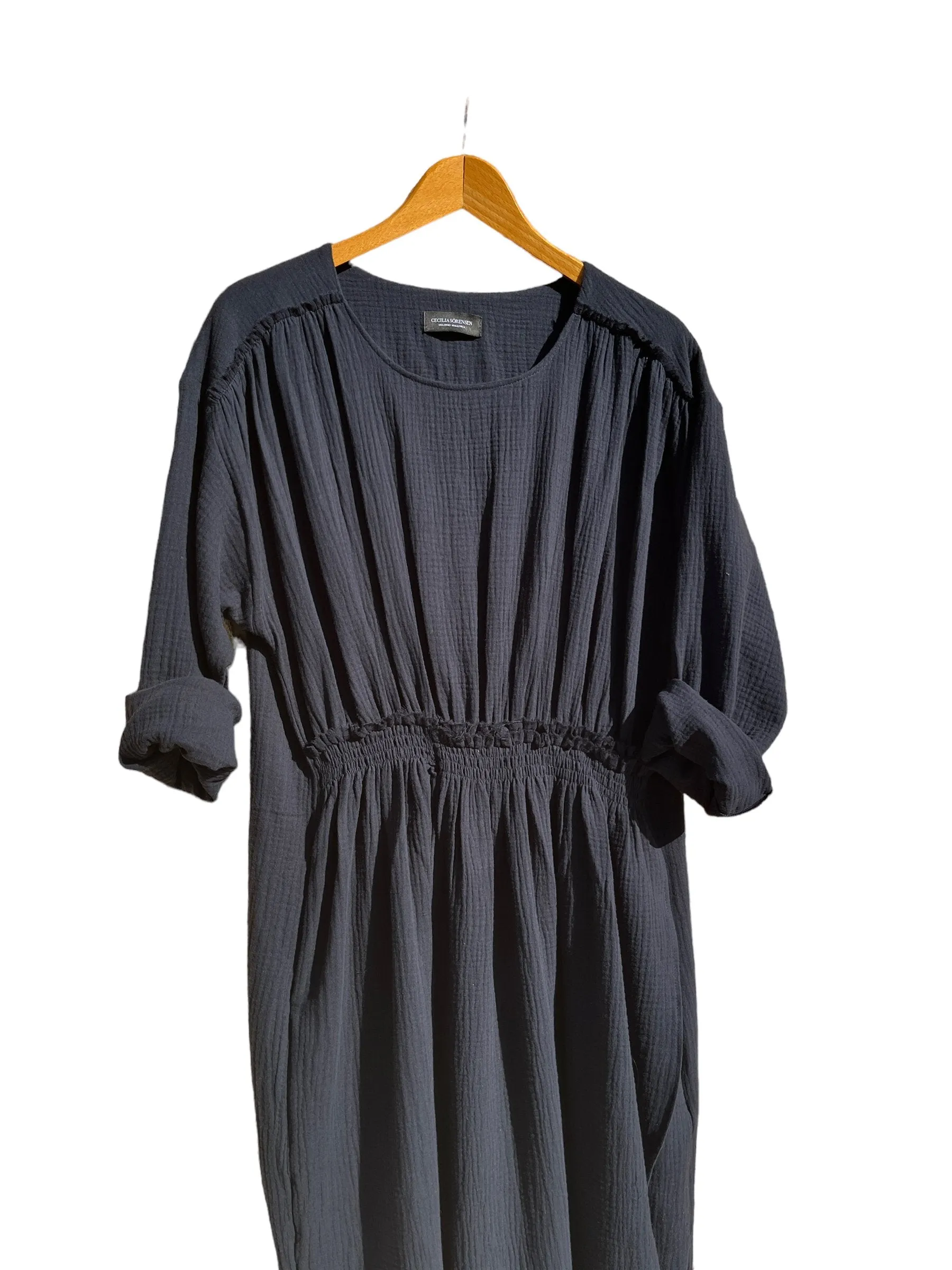 Drap Dress Navy Blue Muslin