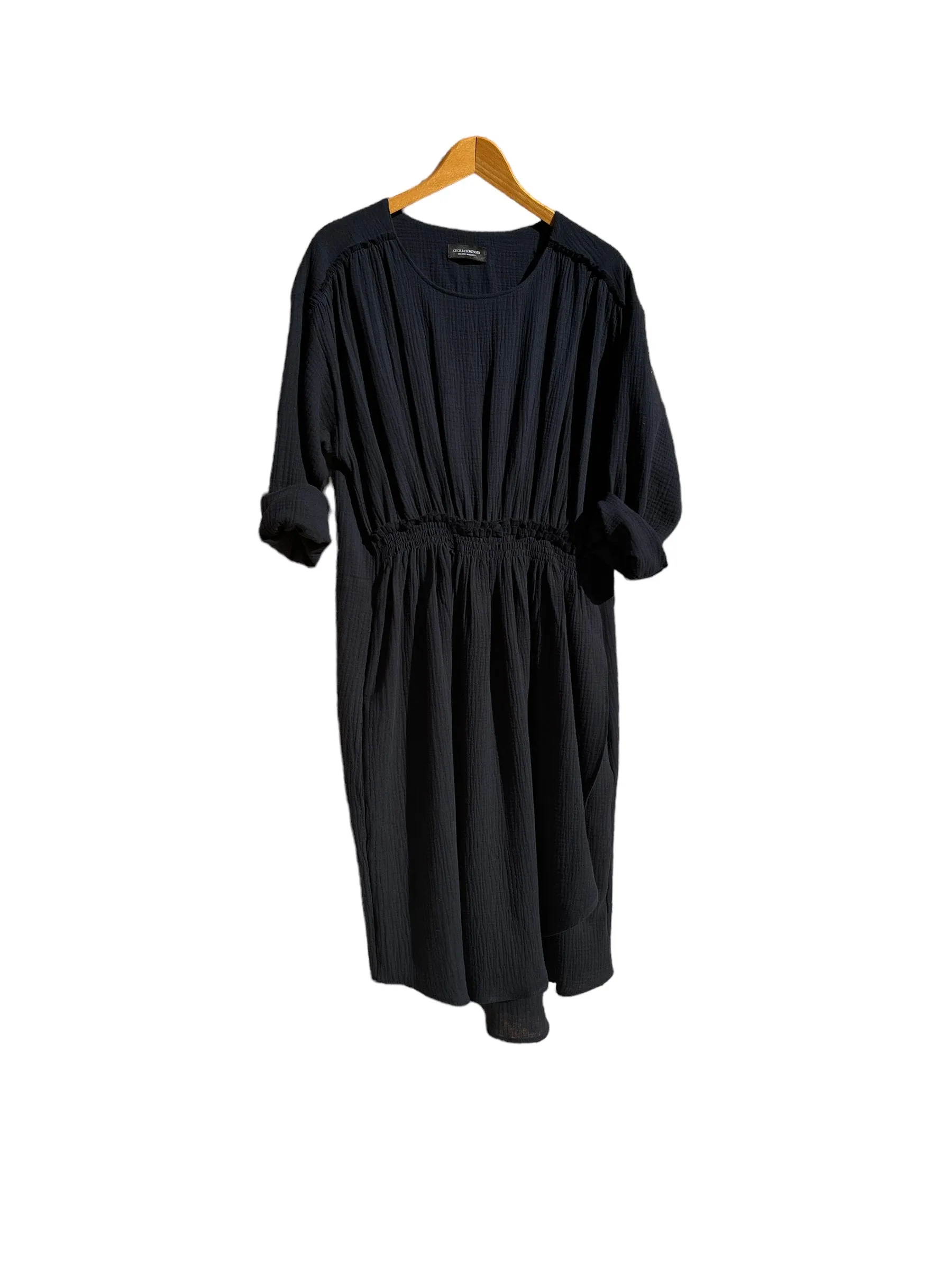 Drap Dress Navy Blue Muslin