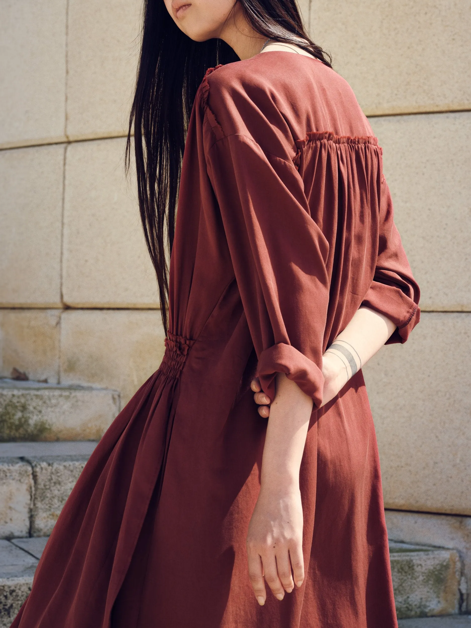 Drap Dress Navy Blue Muslin