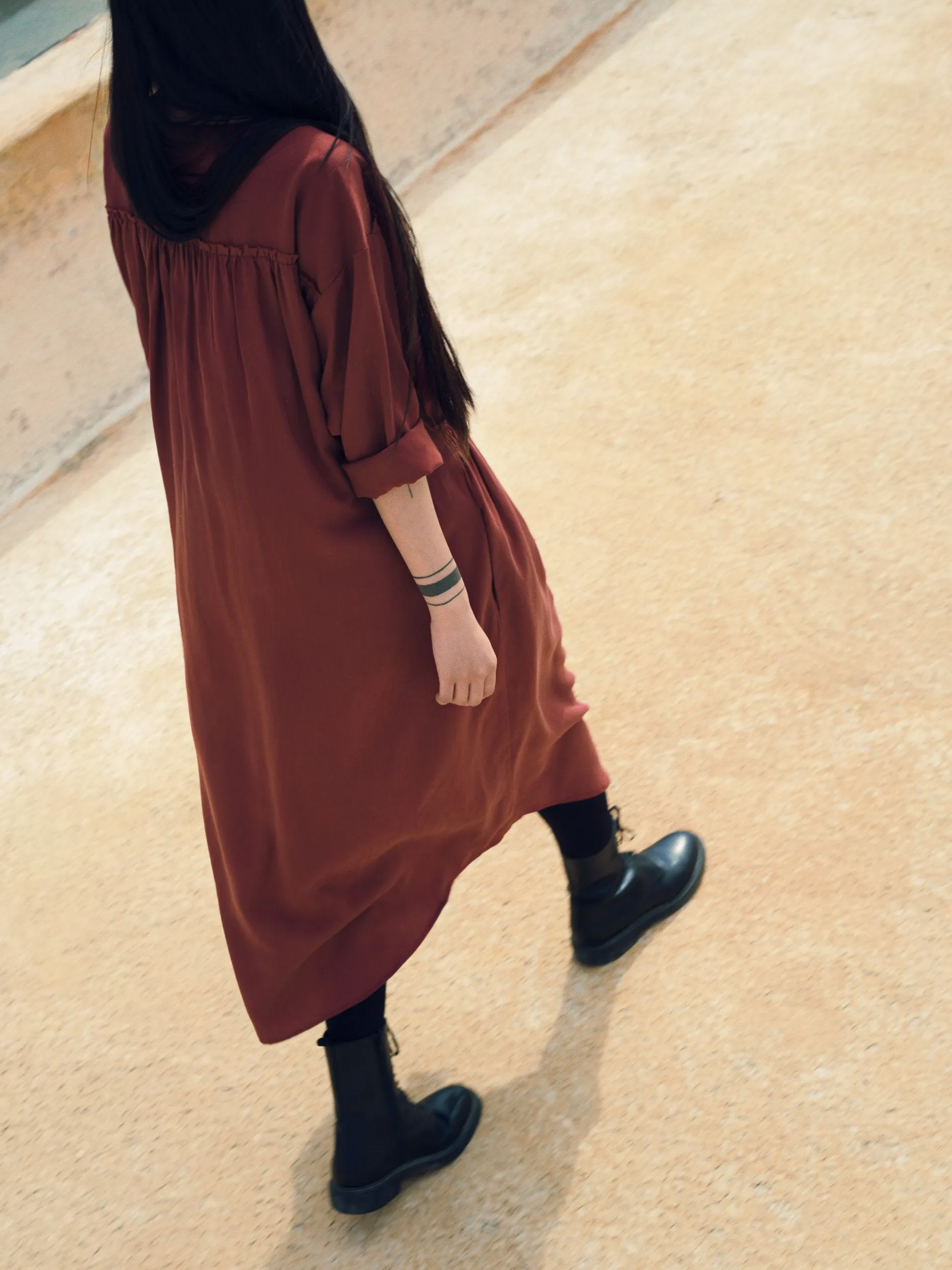 Drap Dress Navy Blue Muslin