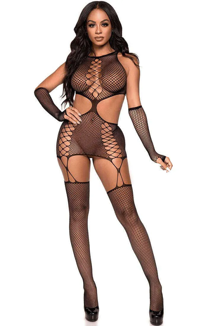 Dual net bodystocking & gloves - Call Me